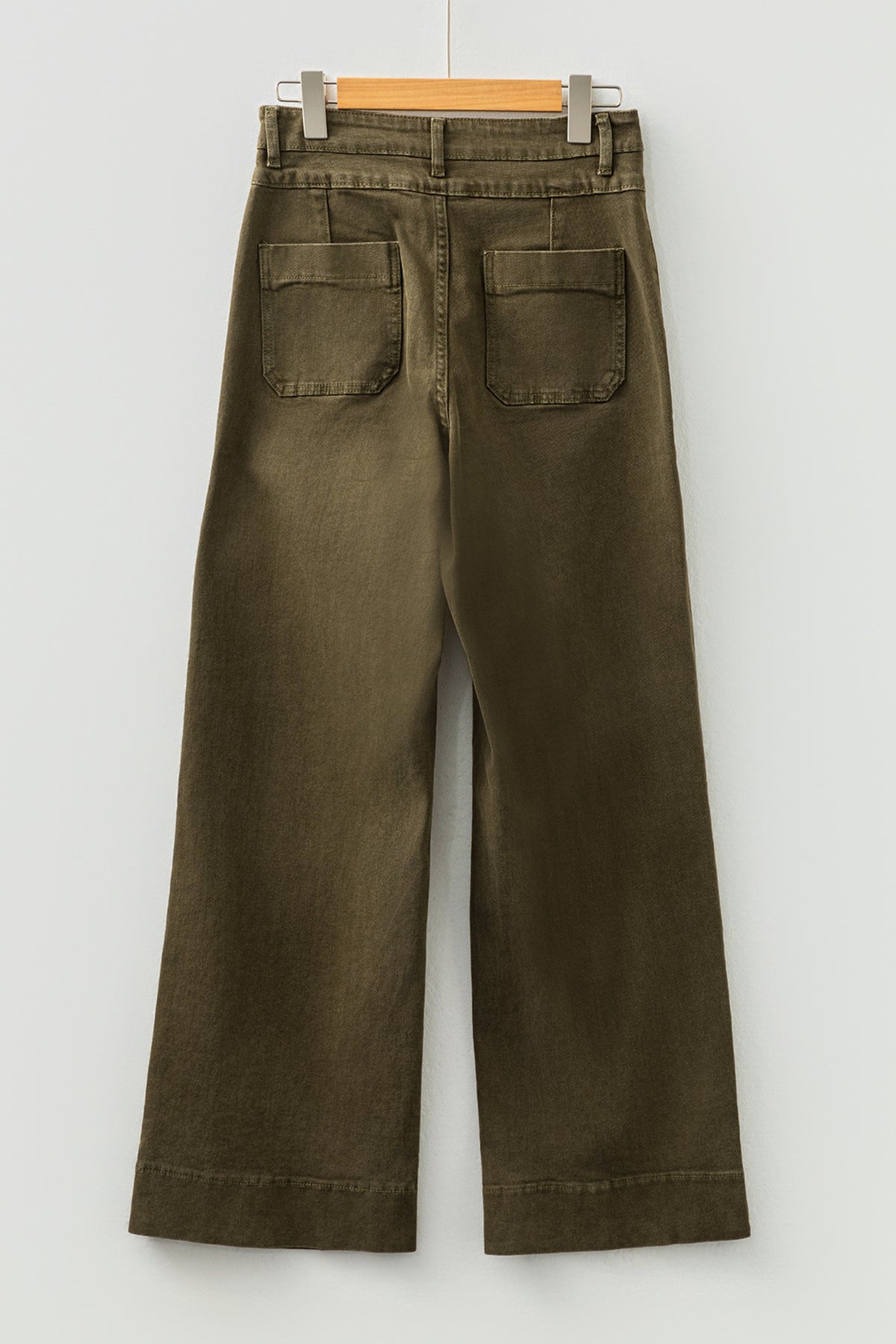 Jungle Green Double Waistband Loose Straight Jeans