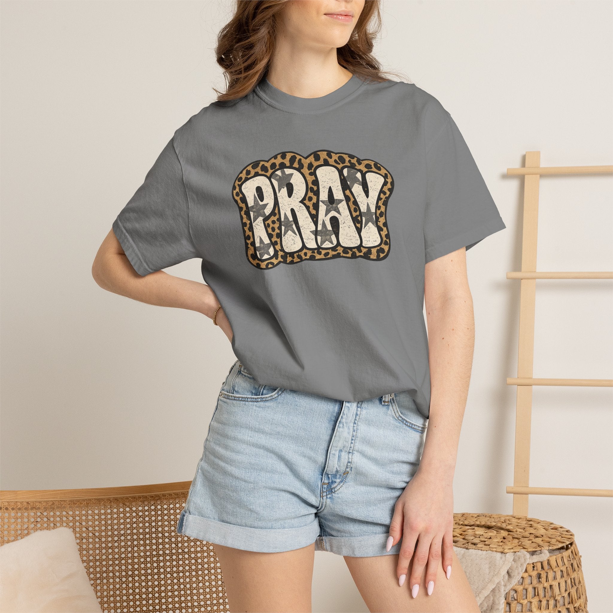 PRAY Leopard Graphic T‑Shirt — Casual Faith Tee