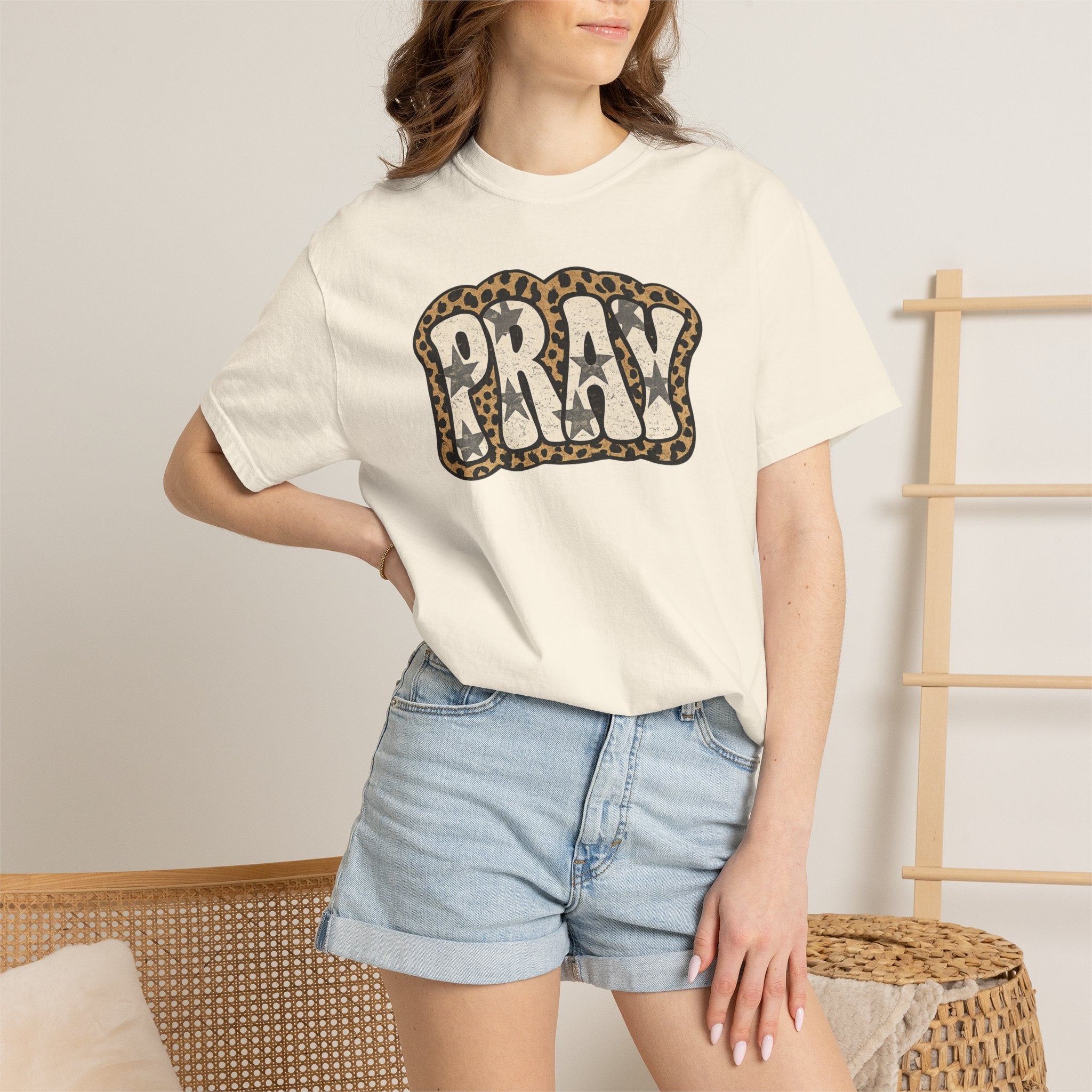 PRAY Leopard Graphic T‑Shirt — Casual Faith Tee