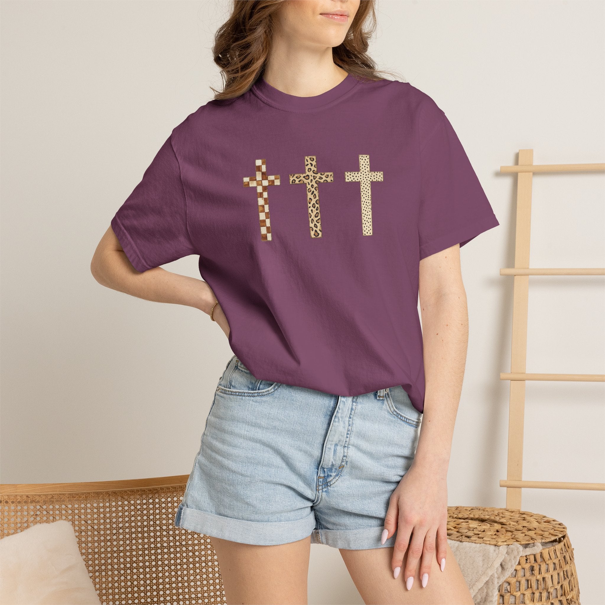 Cross T-Shirt — Triple Mosaic Crosses Faith Tee