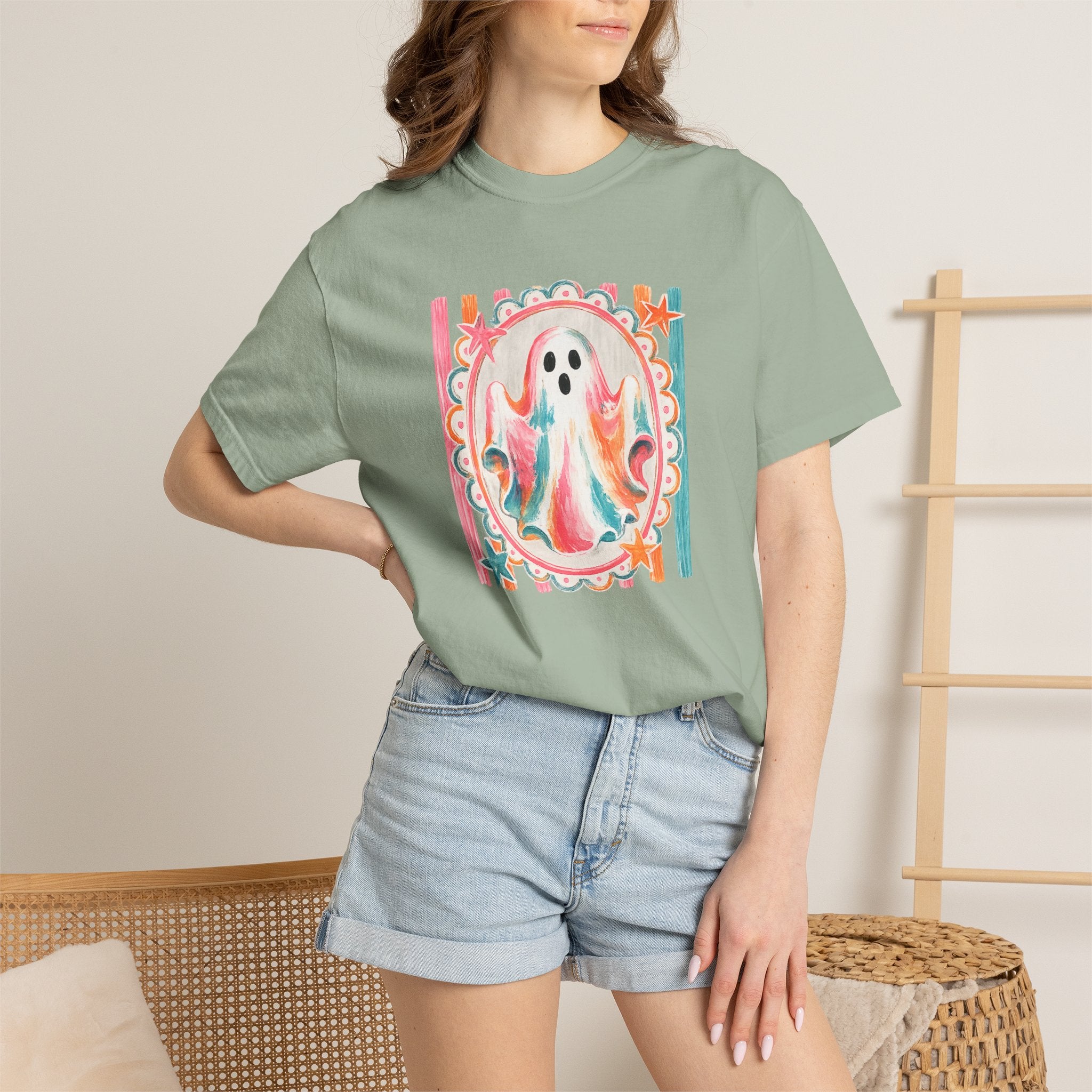 Ghost Watercolor T-Shirt — Retro Pastel Halloween Tee