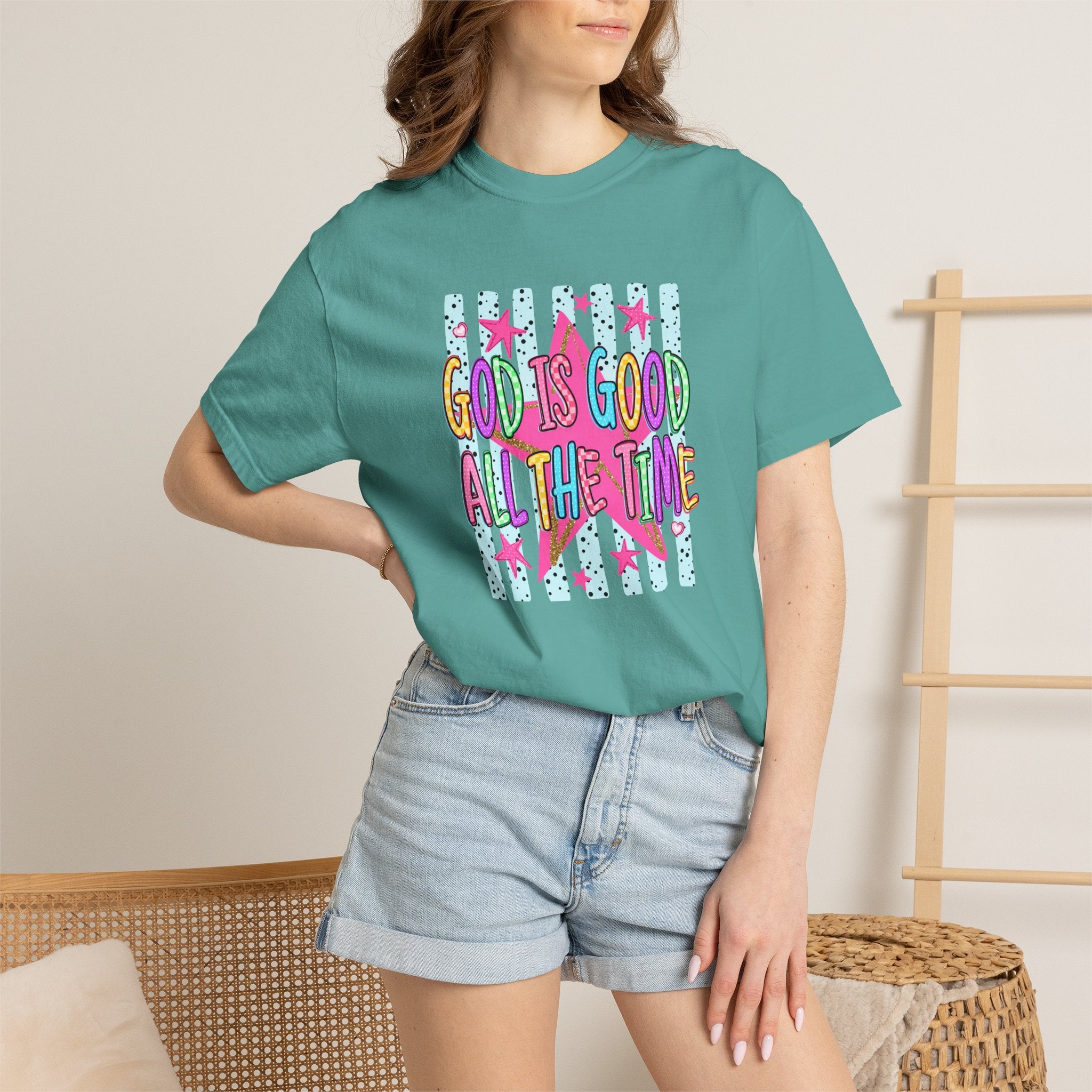 God Is Good All The Time T-Shirt — Colorful Faith Graphic Tee