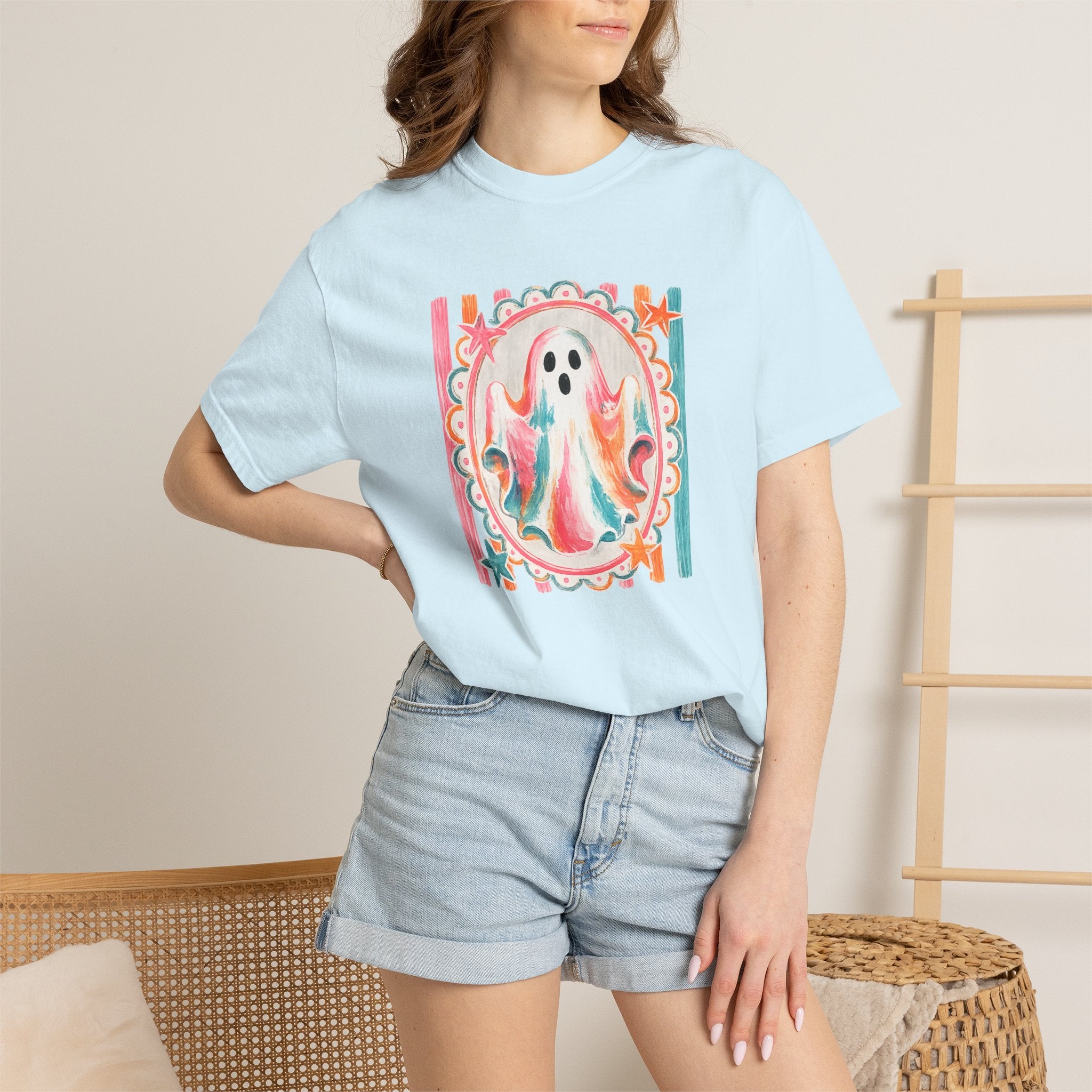Ghost Watercolor T-Shirt — Retro Pastel Halloween Tee