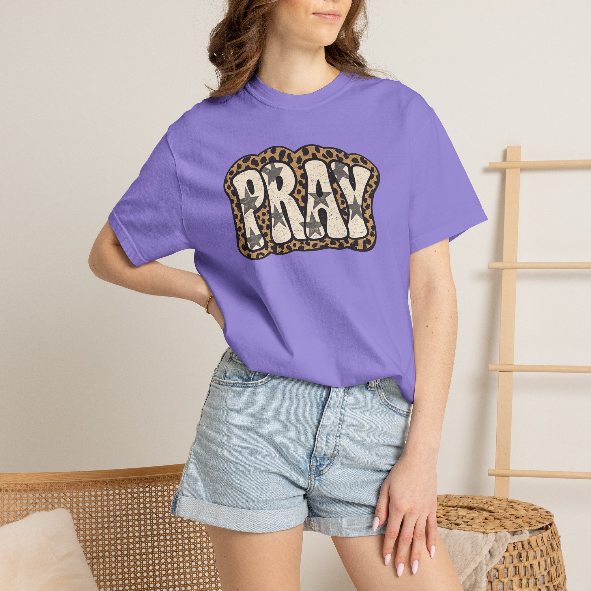 PRAY Leopard Graphic T‑Shirt — Casual Faith Tee