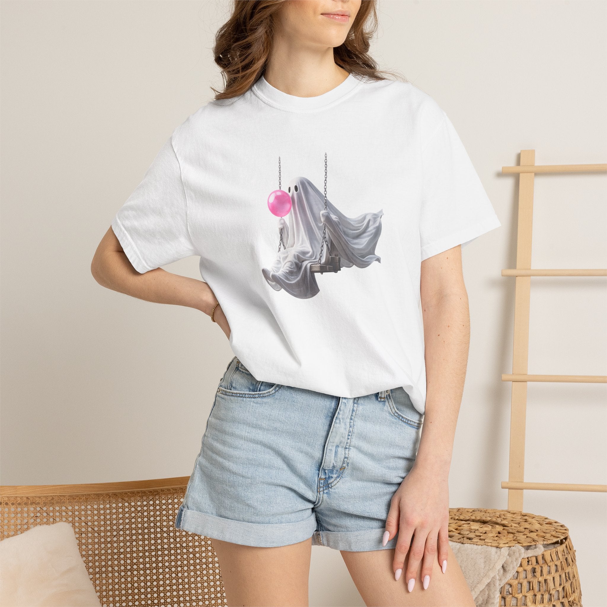 Ghosts on a Swing T‑Shirt — Playful Halloween Graphic Tee