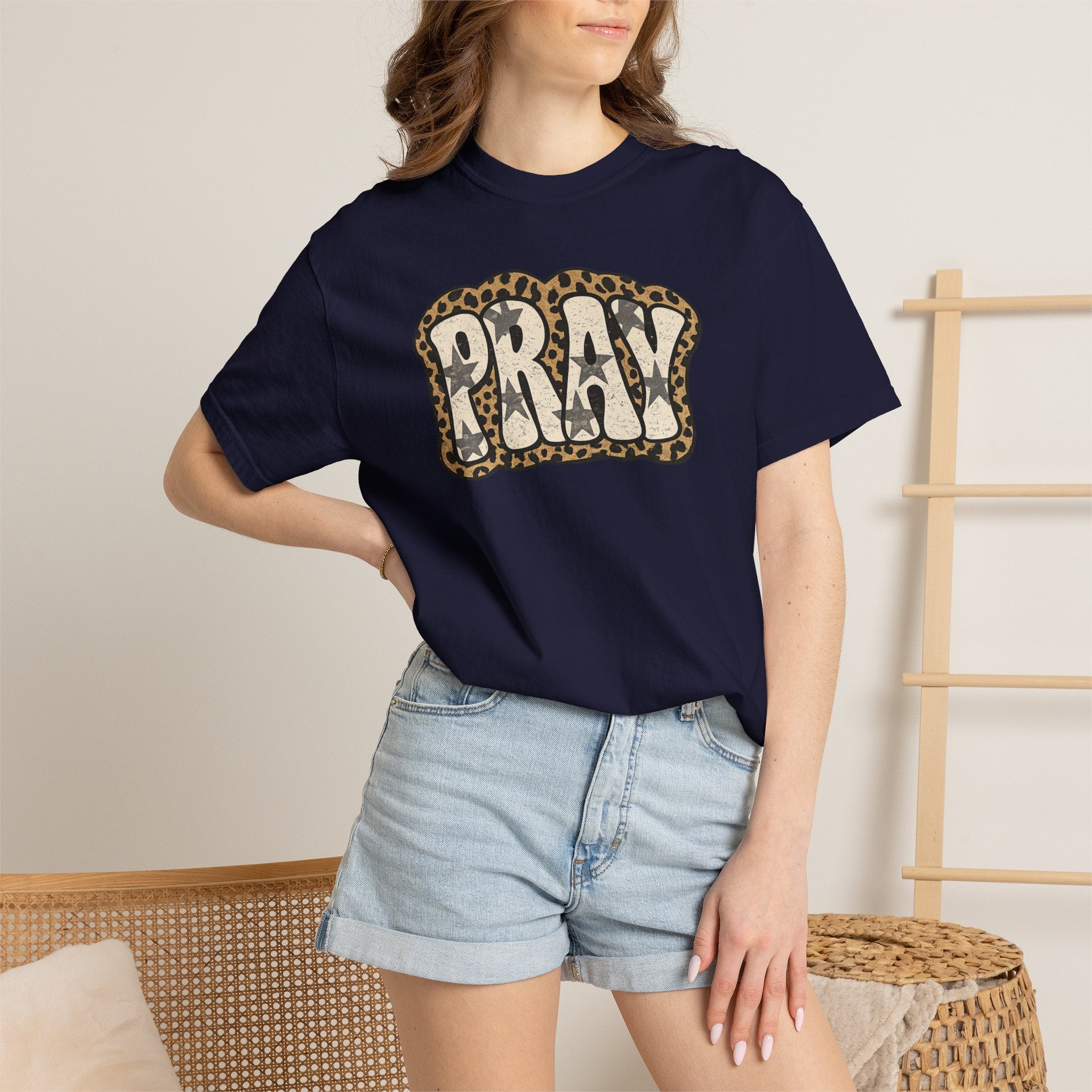 PRAY Leopard Graphic T‑Shirt — Casual Faith Tee