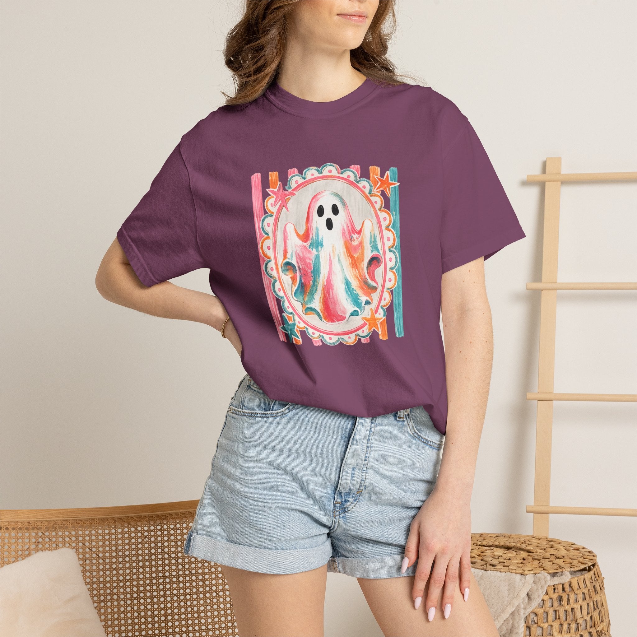 Ghost Watercolor T-Shirt — Retro Pastel Halloween Tee