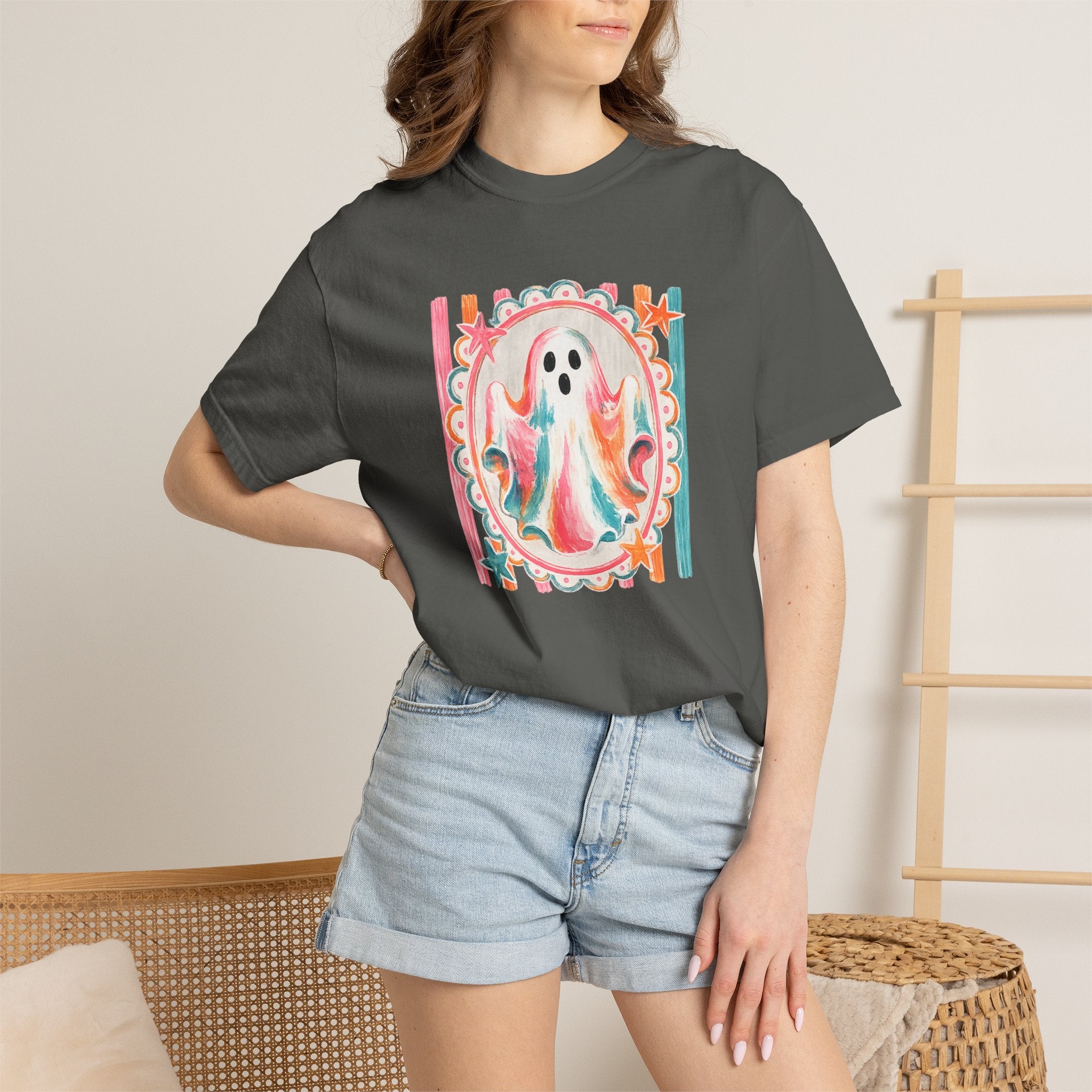 Ghost Watercolor T-Shirt — Retro Pastel Halloween Tee