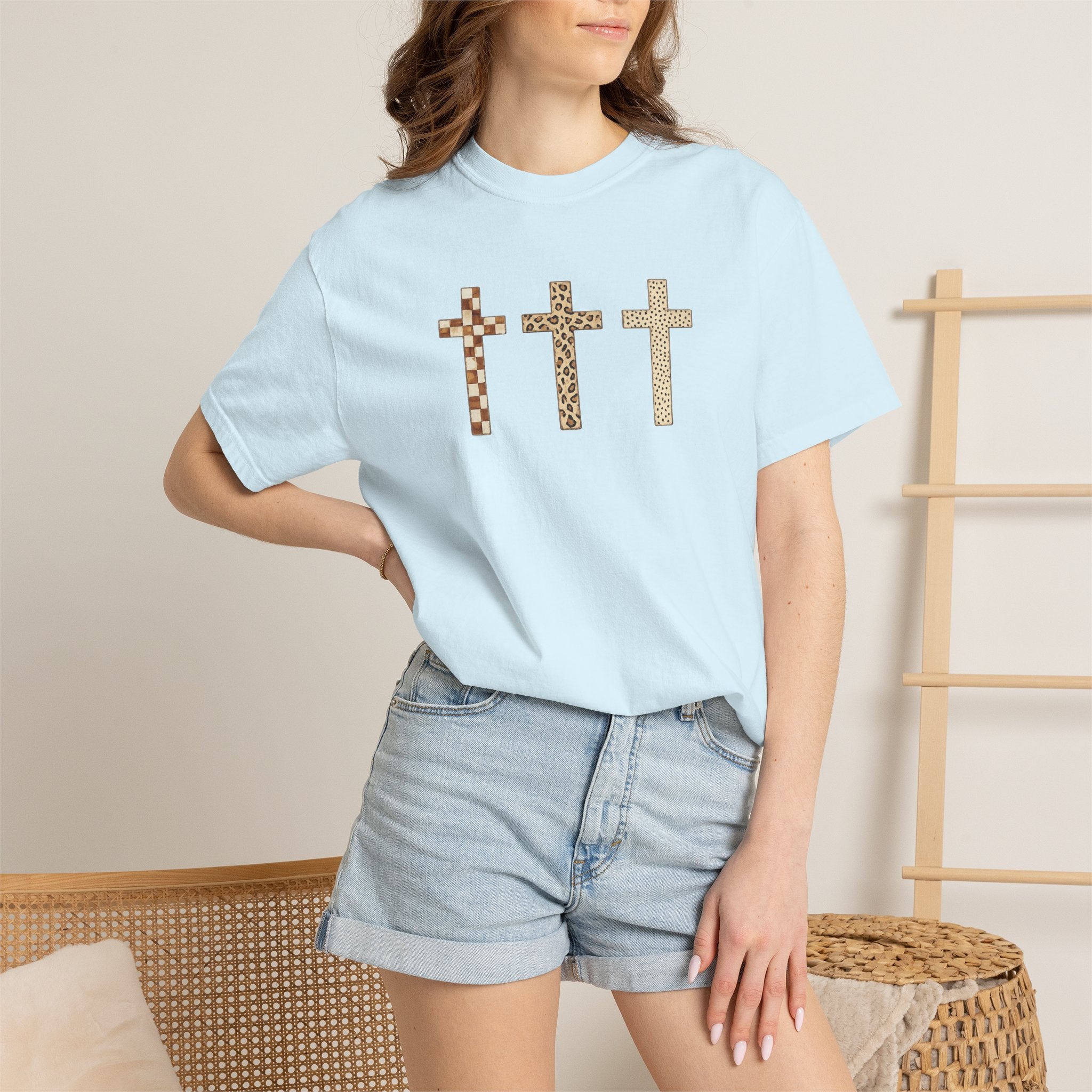 Cross T-Shirt — Triple Mosaic Crosses Faith Tee