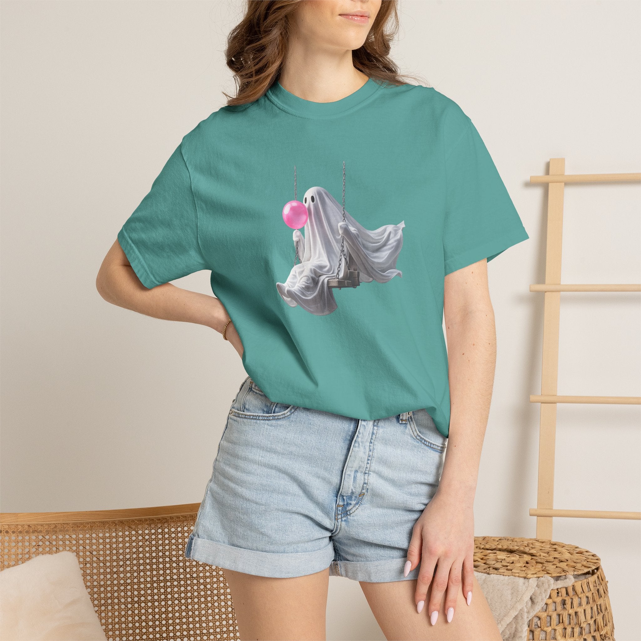 Ghosts on a Swing T‑Shirt — Playful Halloween Graphic Tee