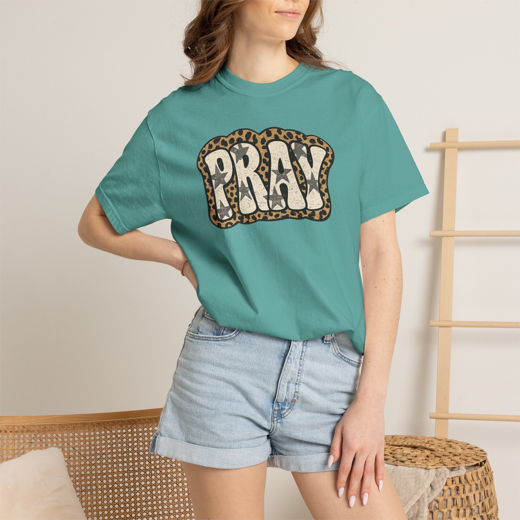 PRAY Leopard Graphic T‑Shirt — Casual Faith Tee