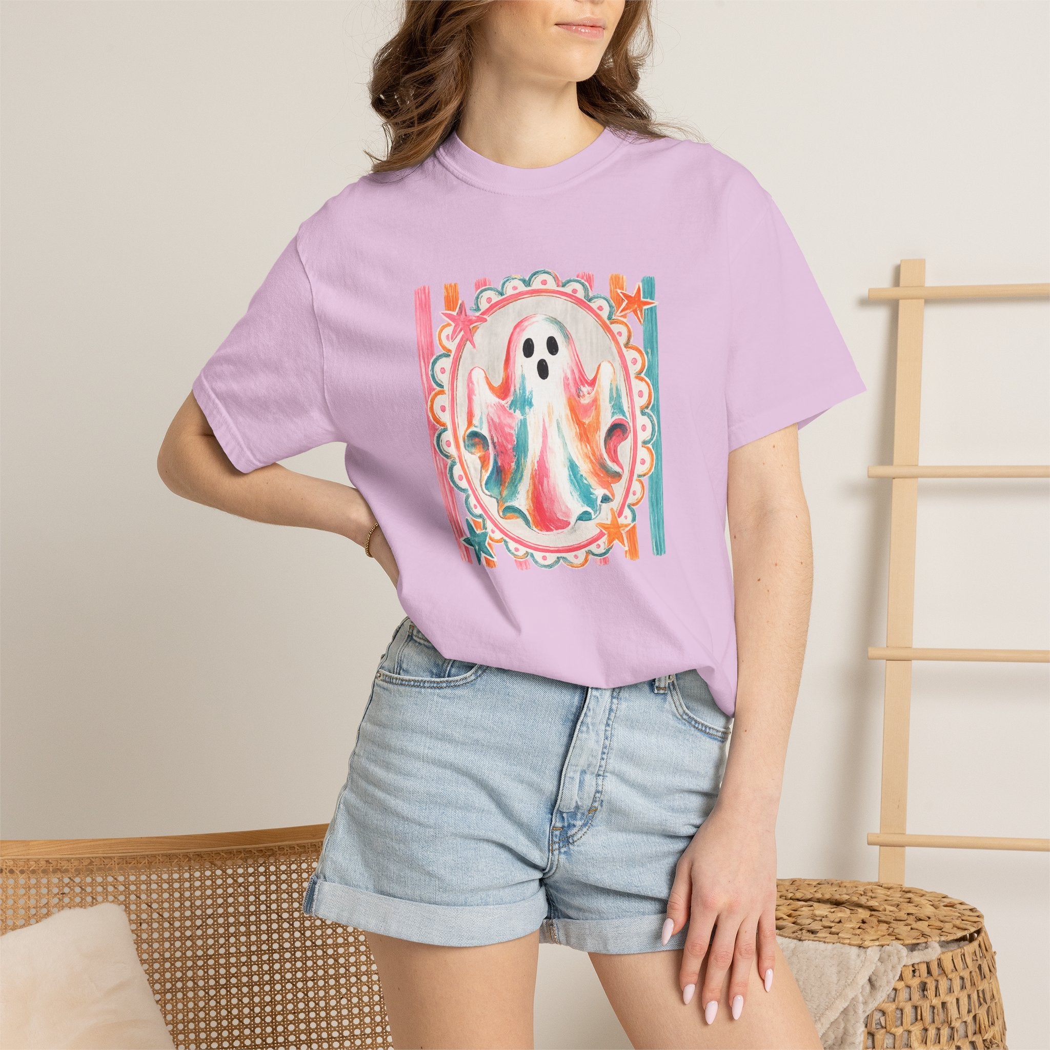 Ghost Watercolor T-Shirt — Retro Pastel Halloween Tee