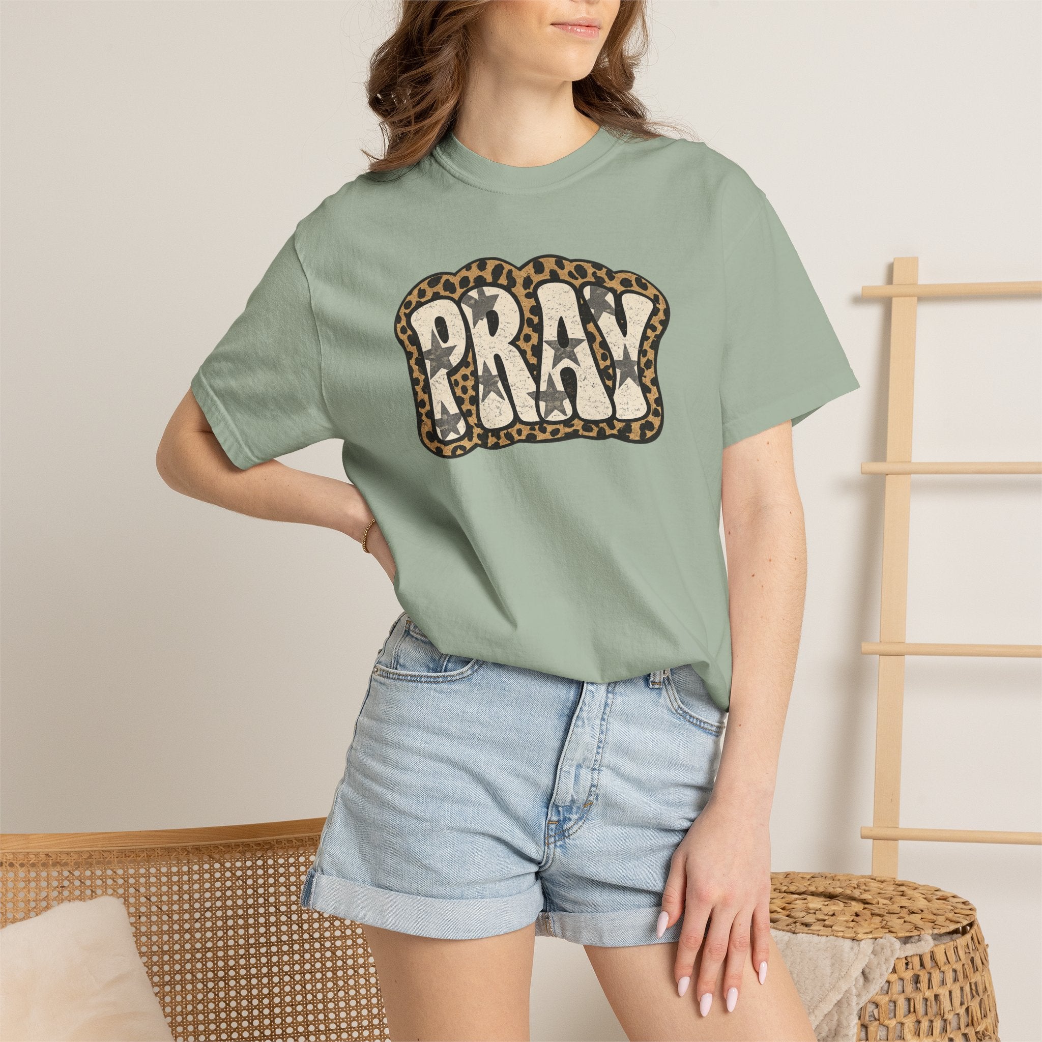 PRAY Leopard Graphic T‑Shirt — Casual Faith Tee