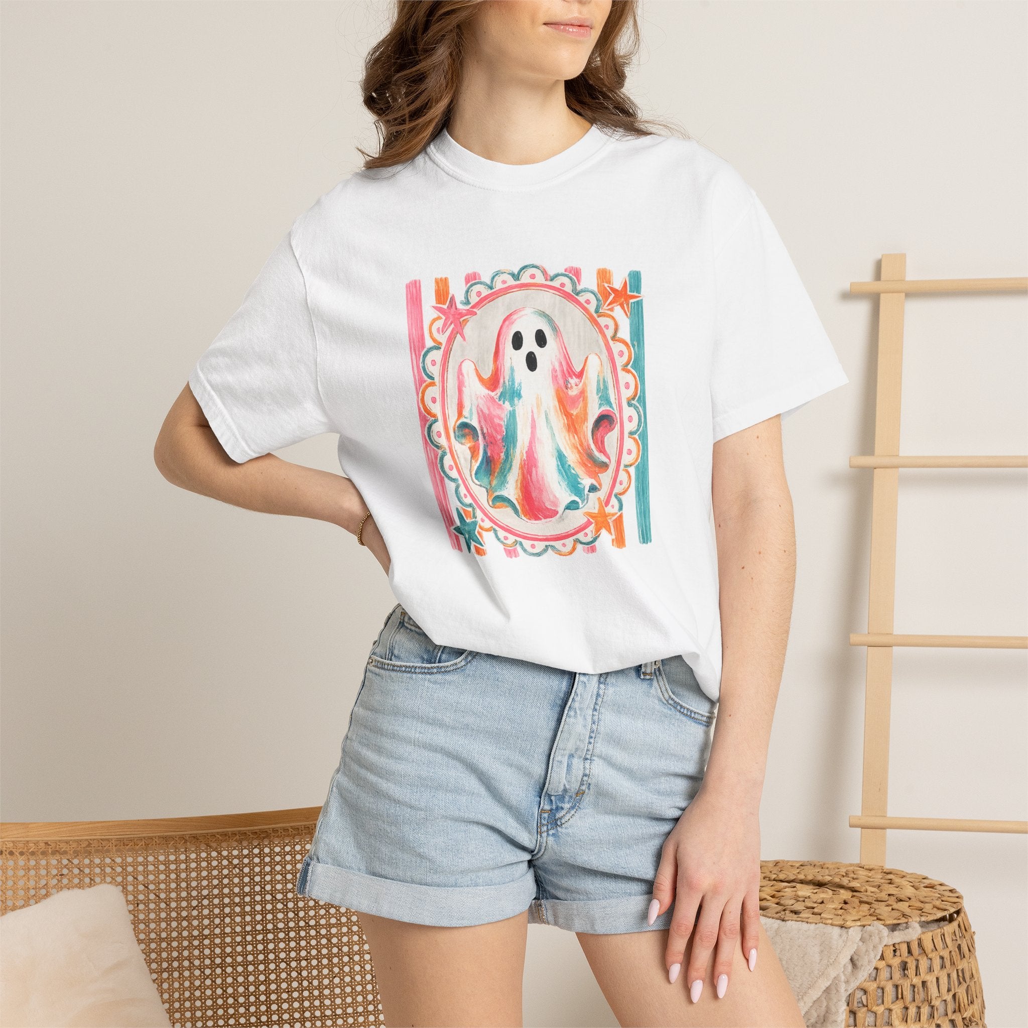 Ghost Watercolor T-Shirt — Retro Pastel Halloween Tee
