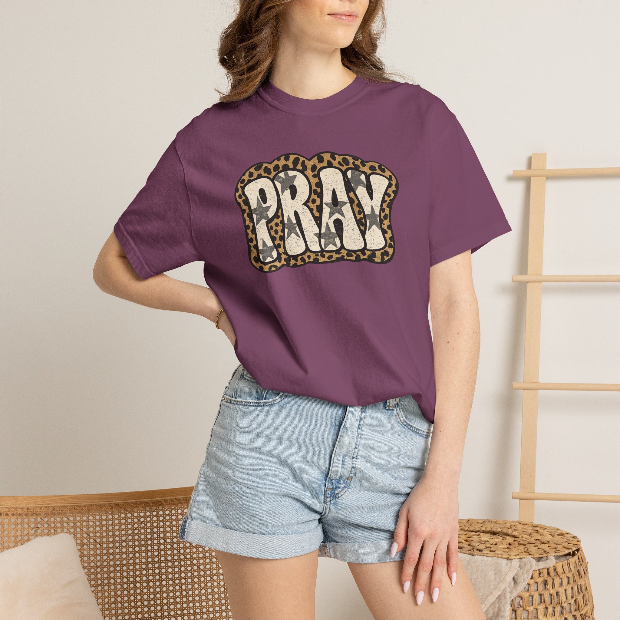 PRAY Leopard Graphic T‑Shirt — Casual Faith Tee
