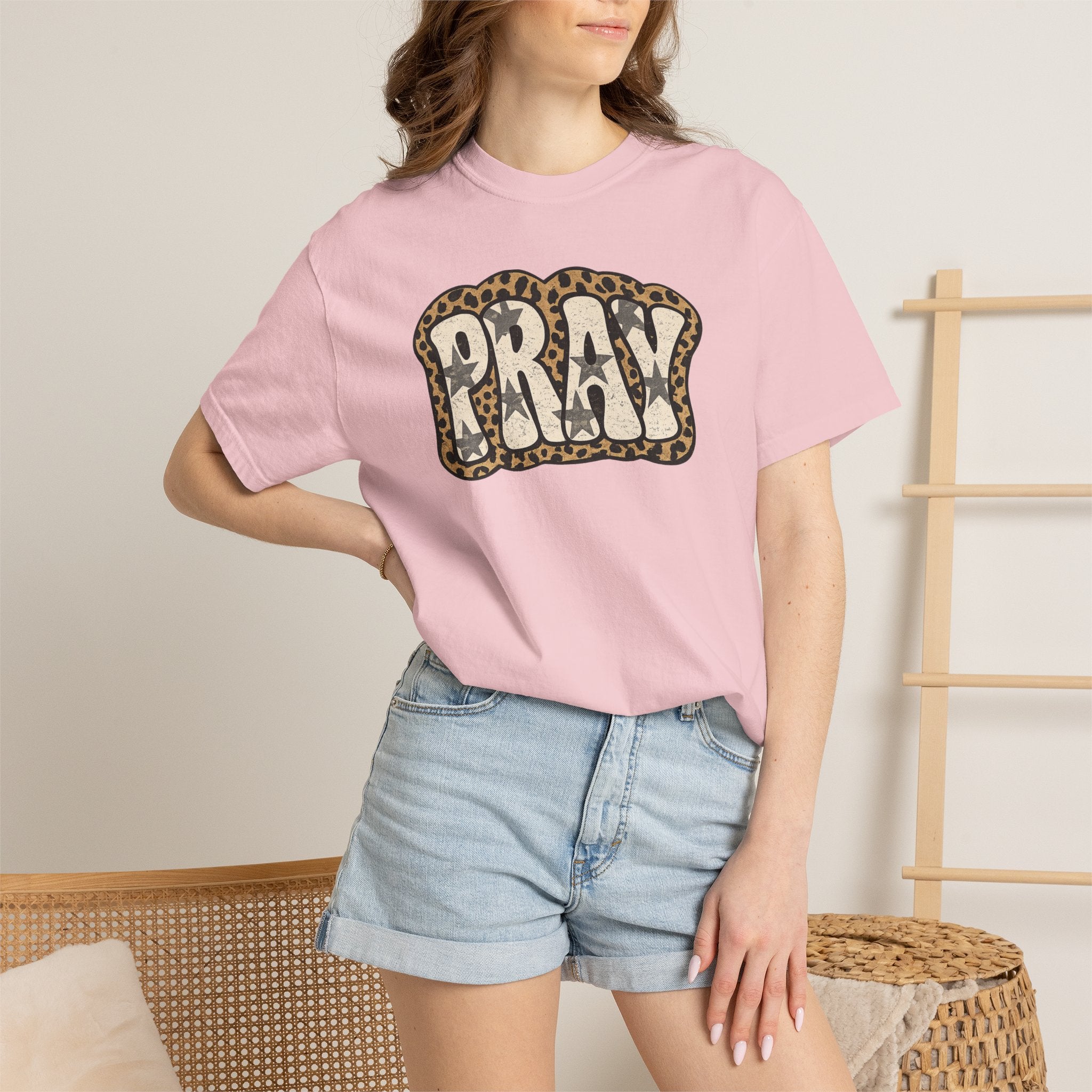 PRAY Leopard Graphic T‑Shirt — Casual Faith Tee