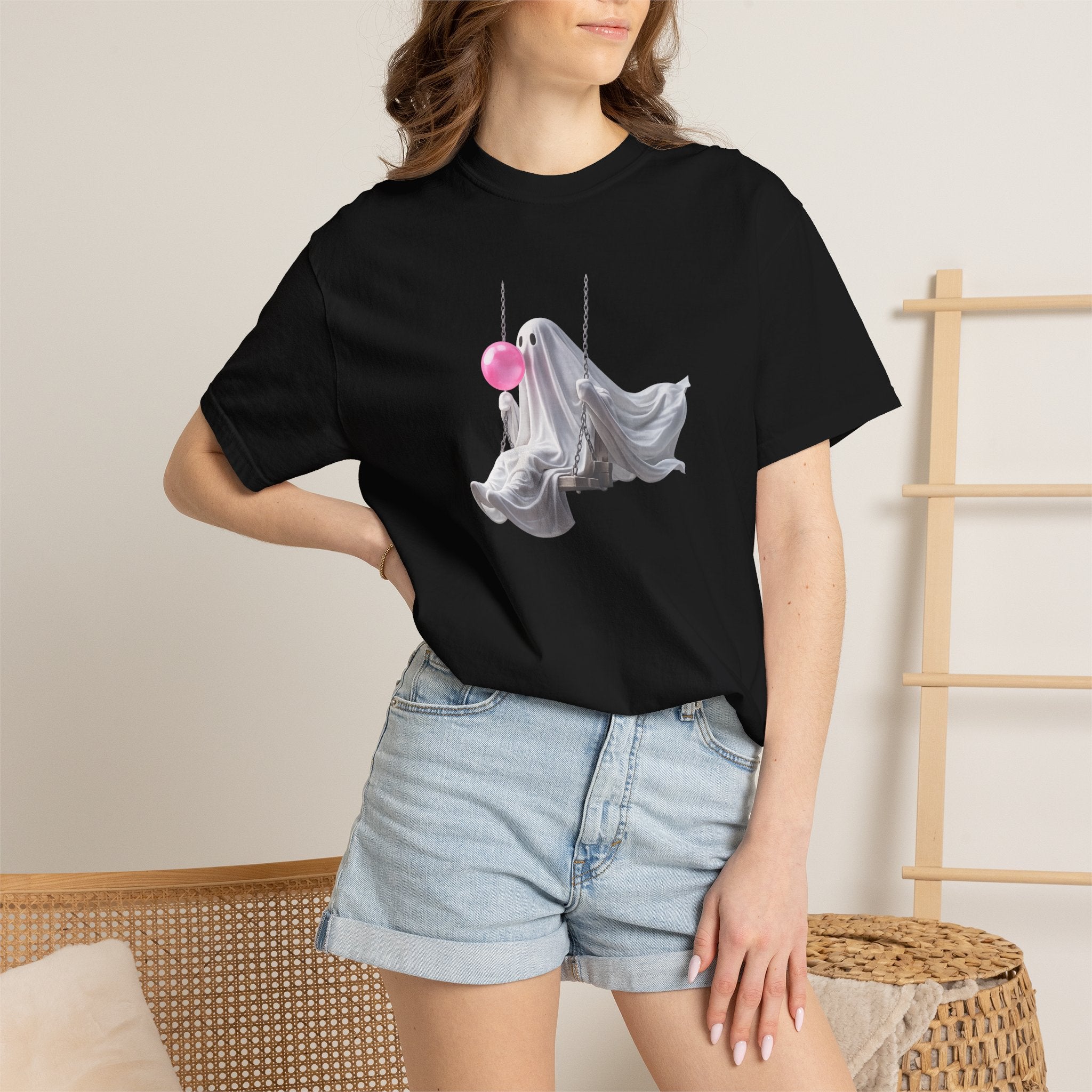 Ghosts on a Swing T‑Shirt — Playful Halloween Graphic Tee