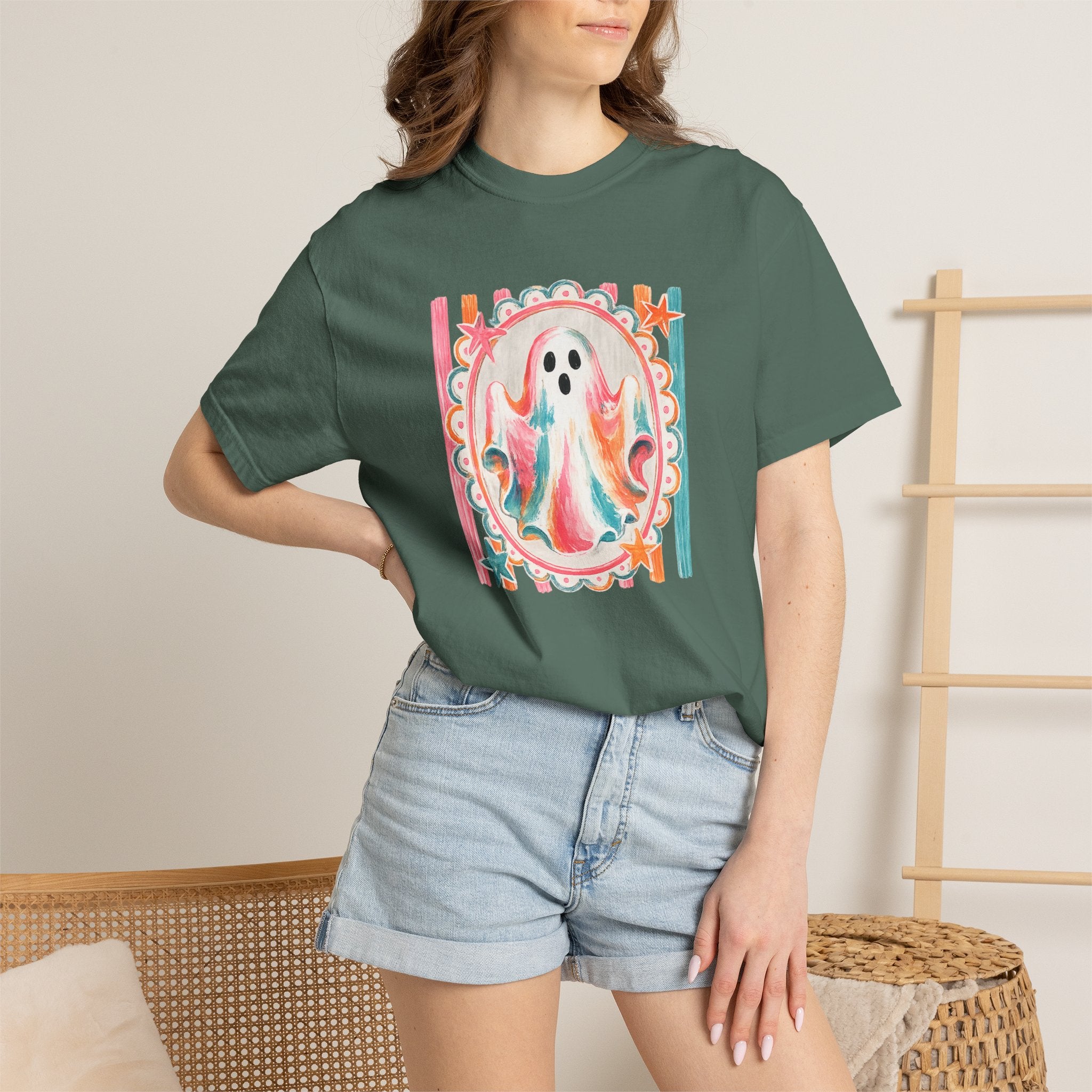 Ghost Watercolor T-Shirt — Retro Pastel Halloween Tee