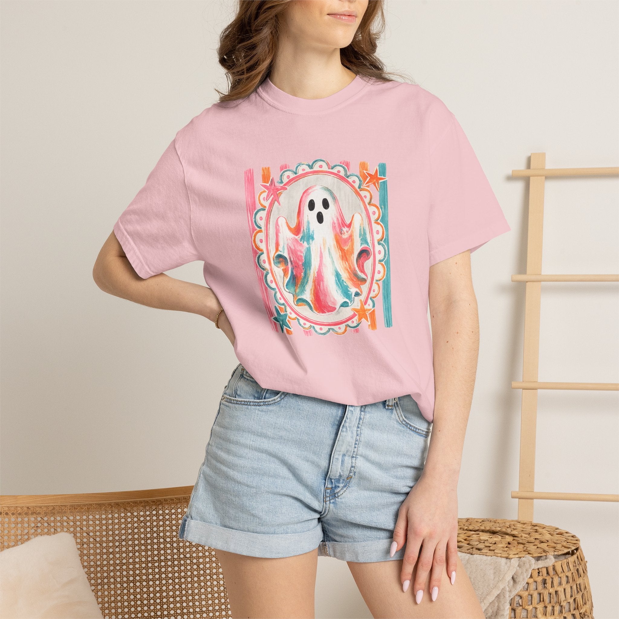Ghost Watercolor T-Shirt — Retro Pastel Halloween Tee