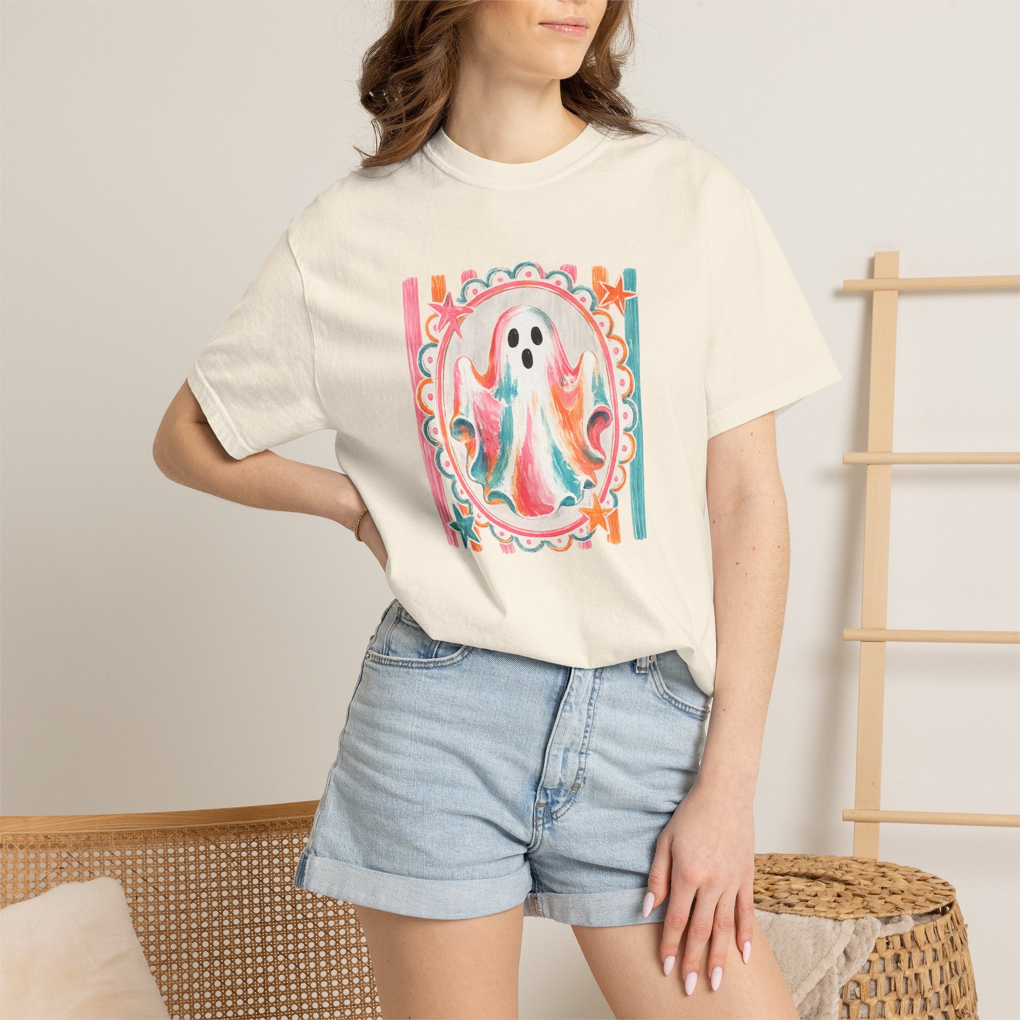 Ghost Watercolor T-Shirt — Retro Pastel Halloween Tee