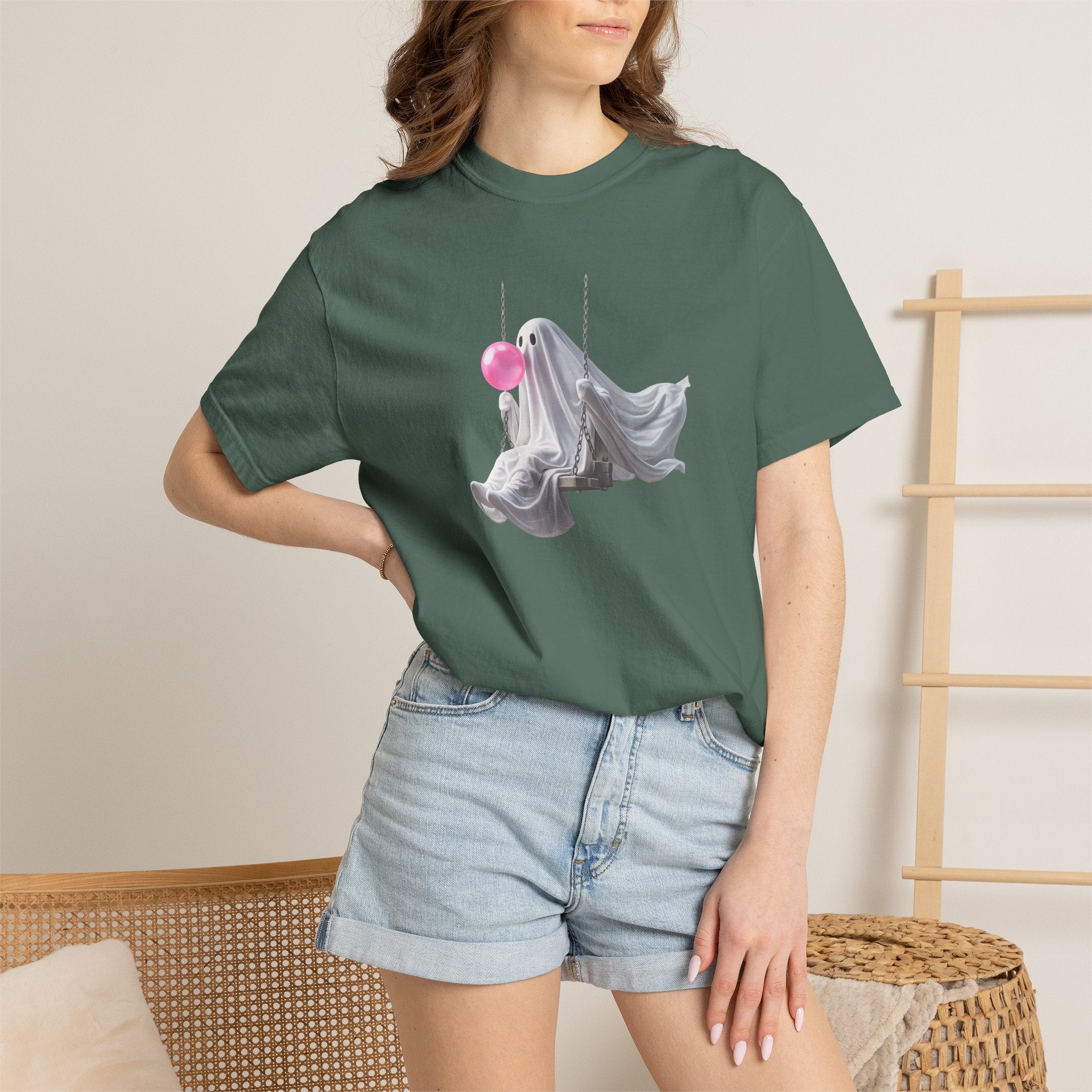 Ghosts on a Swing T‑Shirt — Playful Halloween Graphic Tee