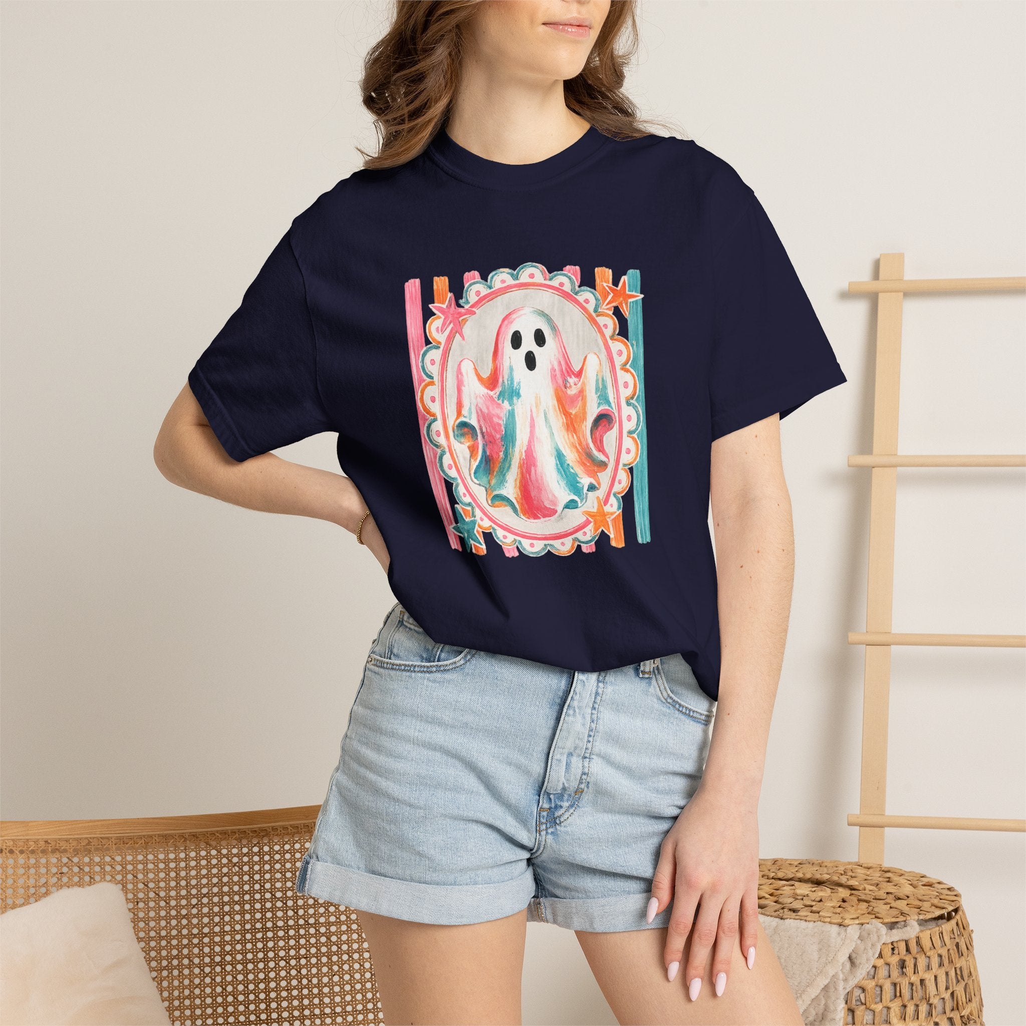 Ghost Watercolor T-Shirt — Retro Pastel Halloween Tee