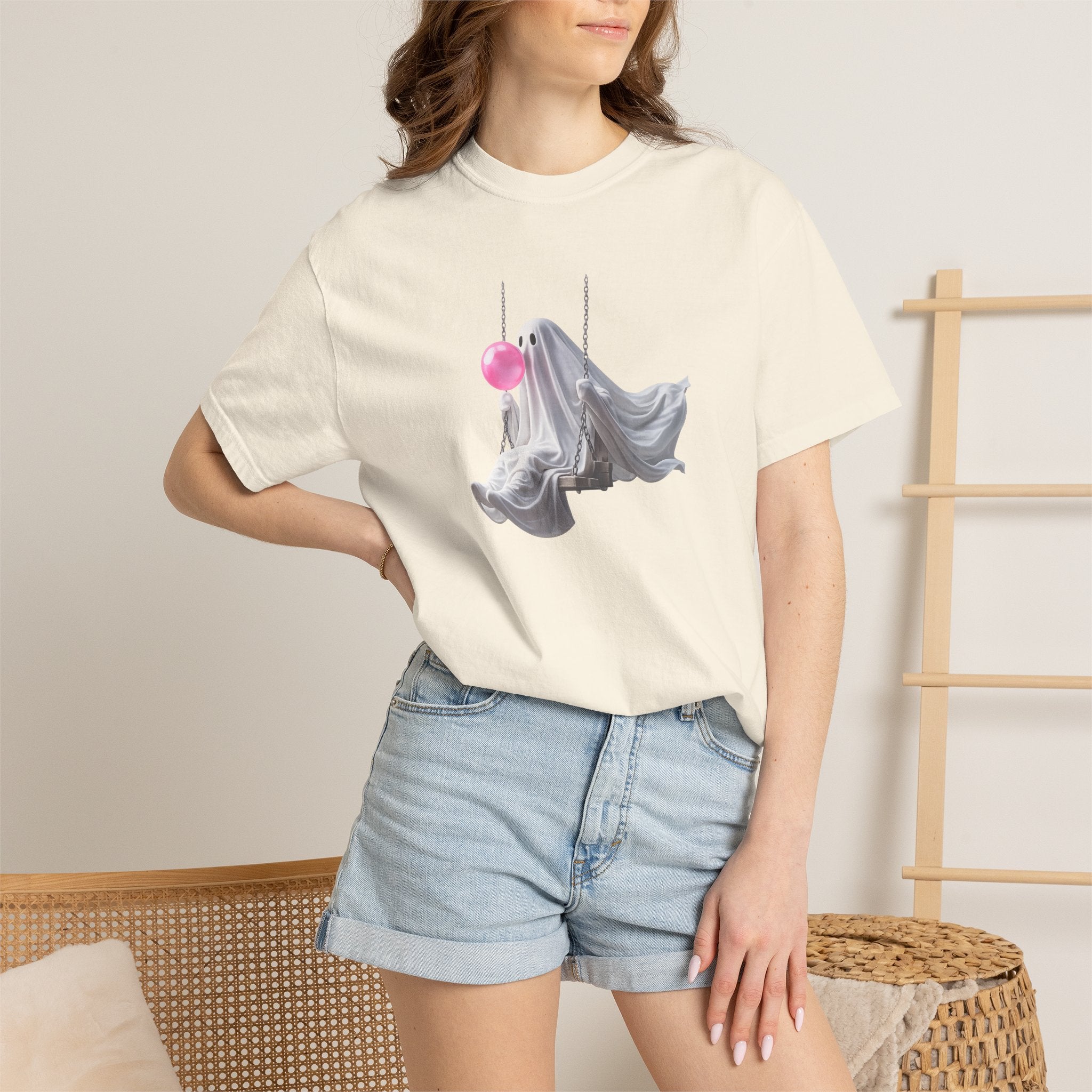 Ghosts on a Swing T‑Shirt — Playful Halloween Graphic Tee