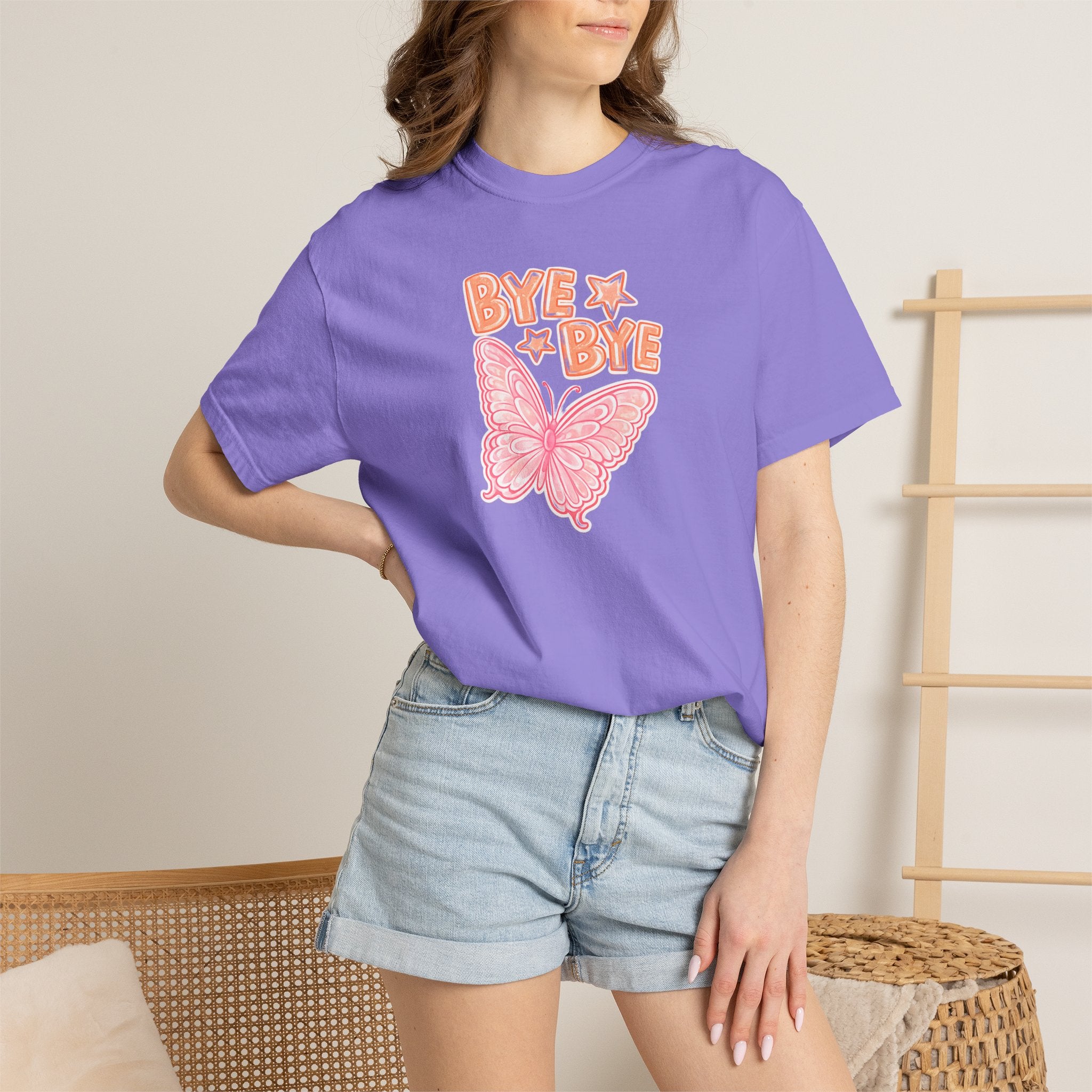 Bye Bye Butterfly T-Shirt — Retro Pink Graphic Tee