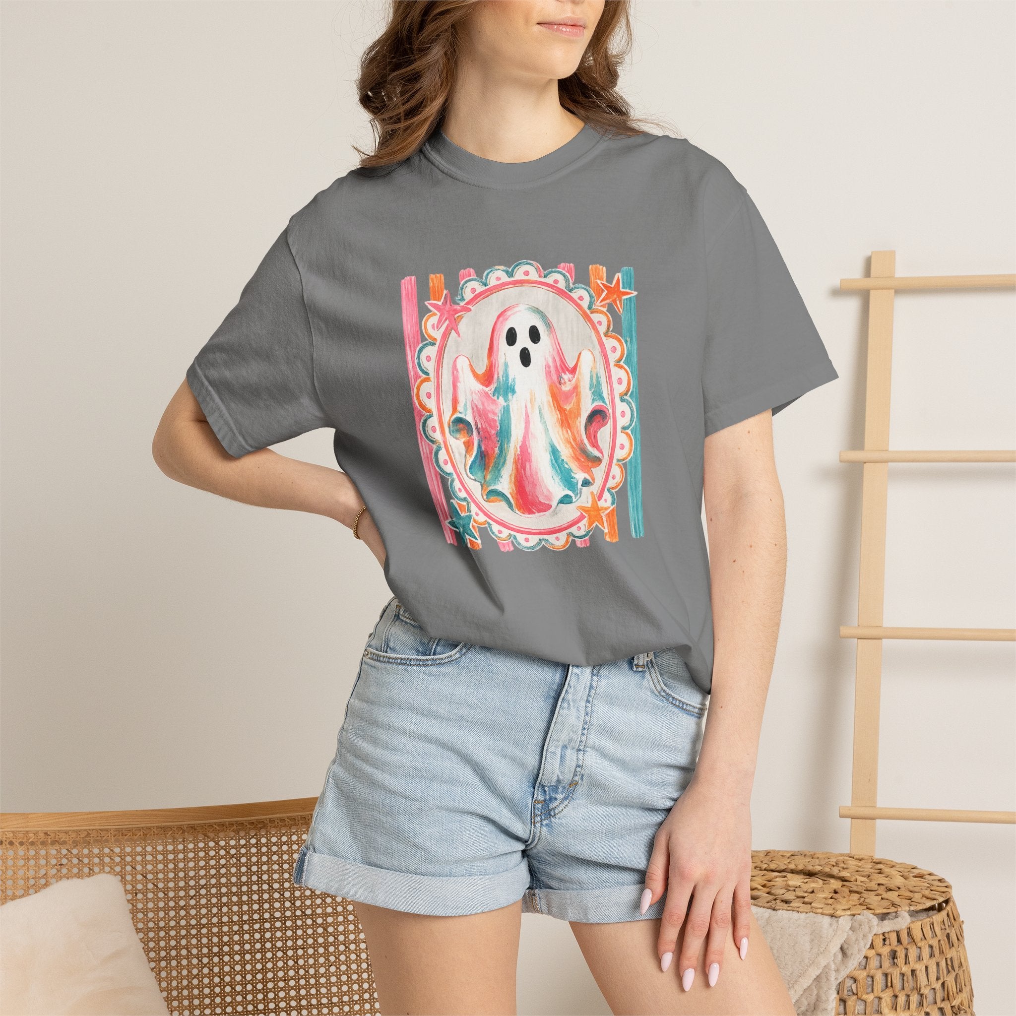 Ghost Watercolor T-Shirt — Retro Pastel Halloween Tee