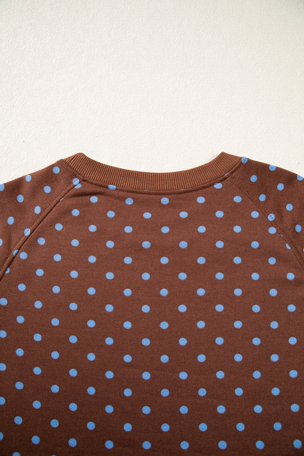 Blue Polka Dot Drawstring Wide Leg Long Sleeve Top Pant Set