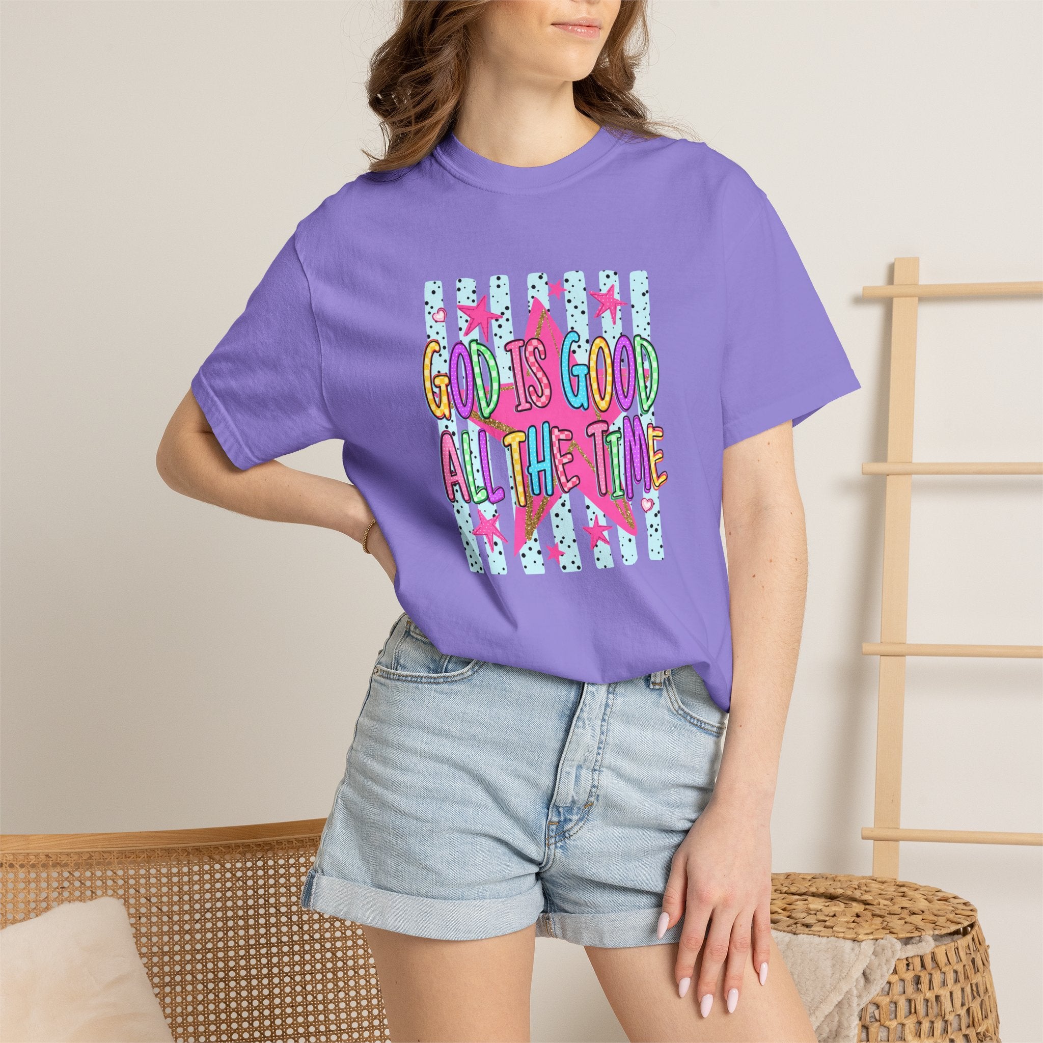 God Is Good All The Time T-Shirt — Colorful Faith Graphic Tee