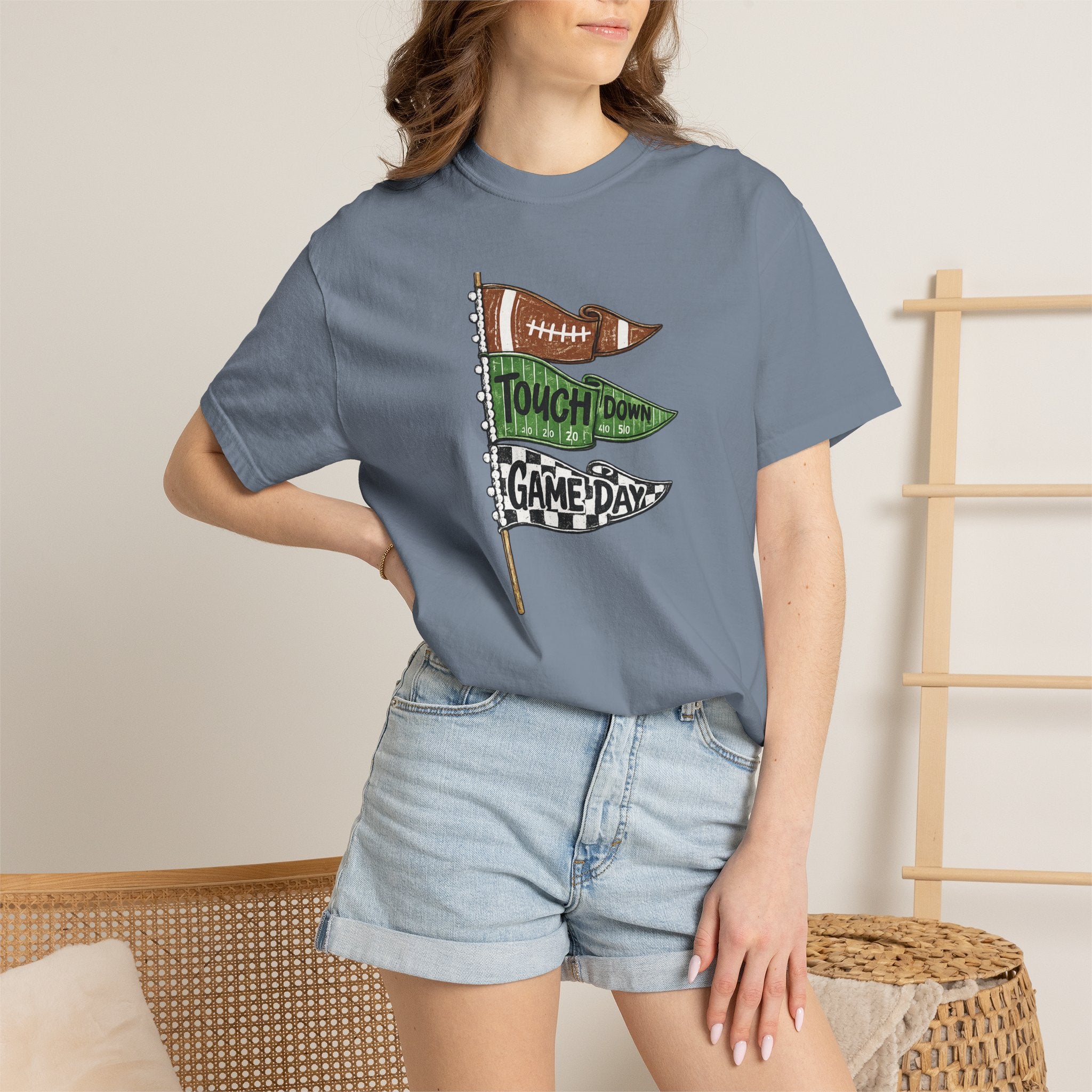 Game Day Pennant T-Shirt — 'Touchdown' Football Vintage Flag Tee
