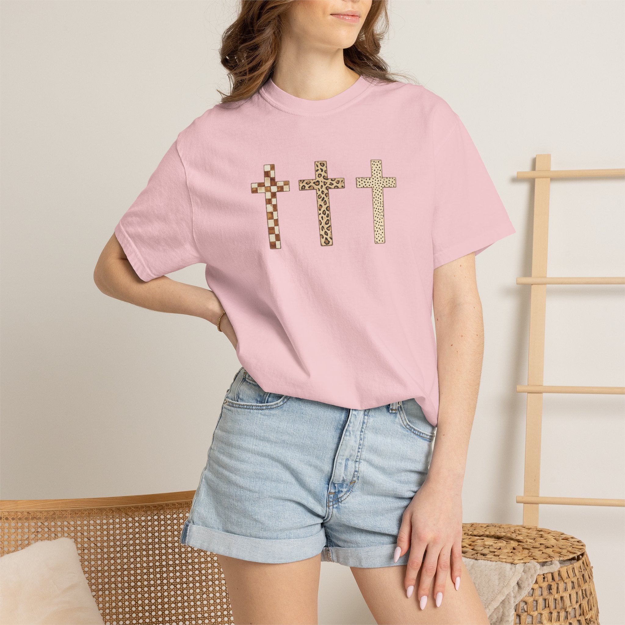 Cross T-Shirt — Triple Mosaic Crosses Faith Tee