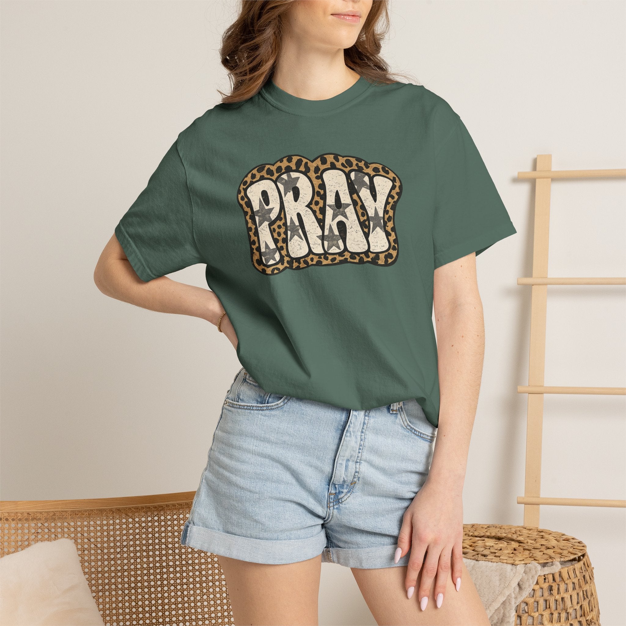 PRAY Leopard Graphic T‑Shirt — Casual Faith Tee