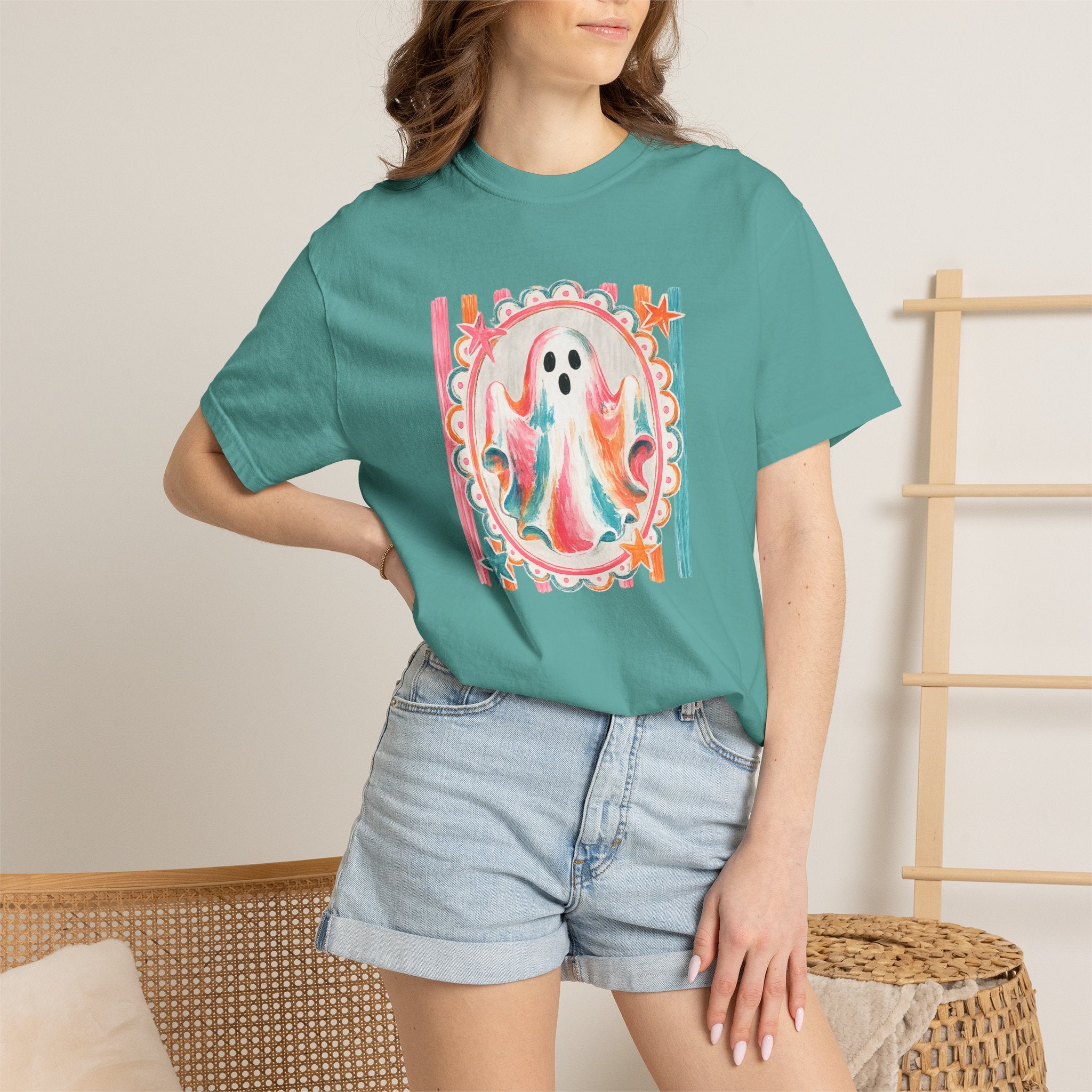 Ghost Watercolor T-Shirt — Retro Pastel Halloween Tee