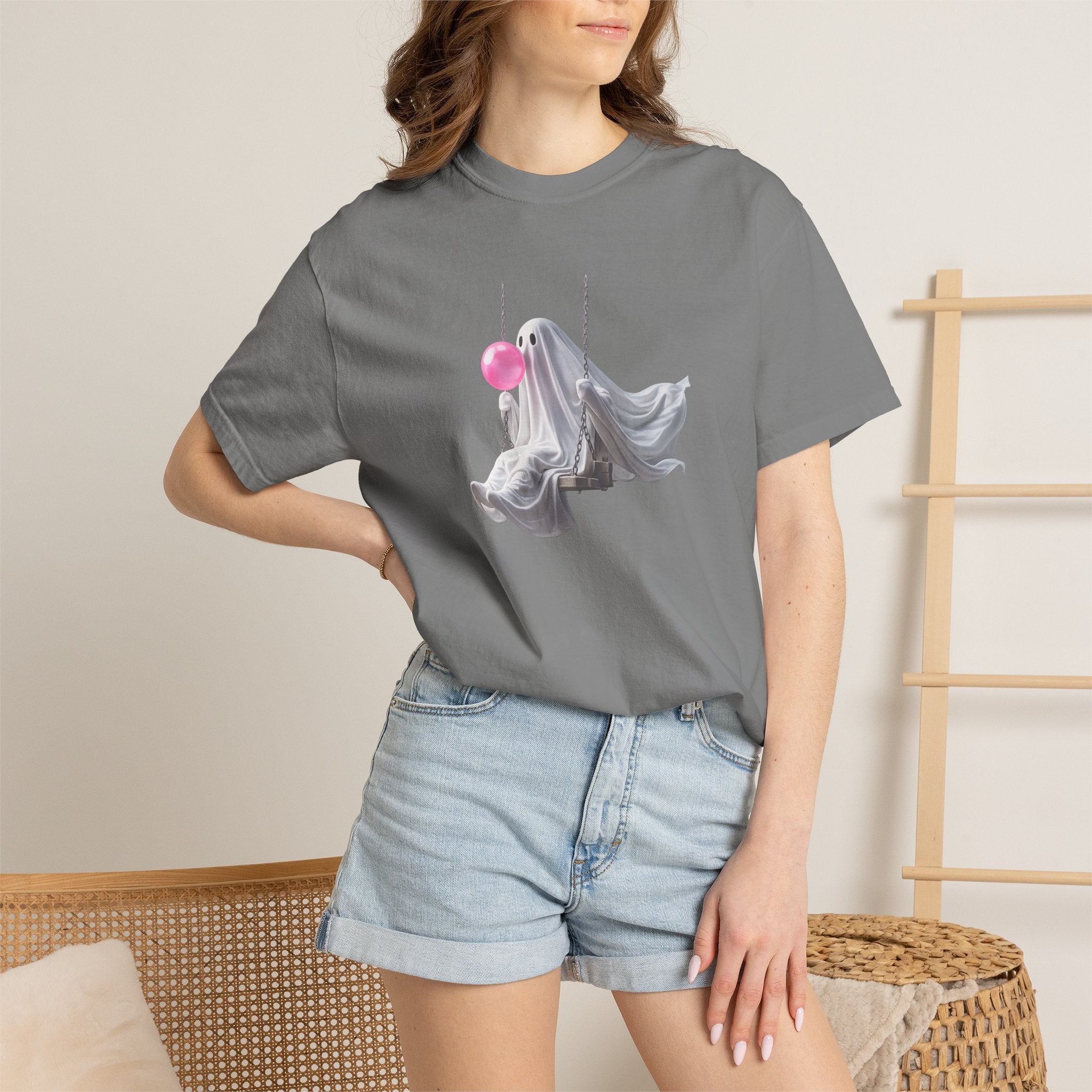 Ghosts on a Swing T‑Shirt — Playful Halloween Graphic Tee