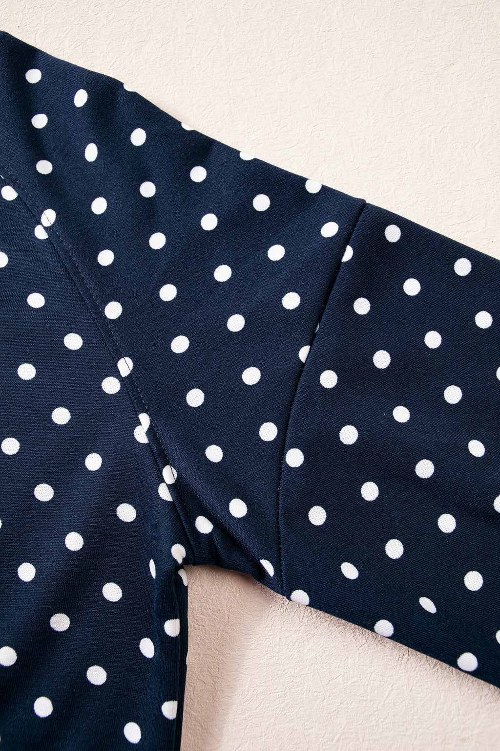 Blue Polka Dot Drawstring Wide Leg Long Sleeve Top Pant Set