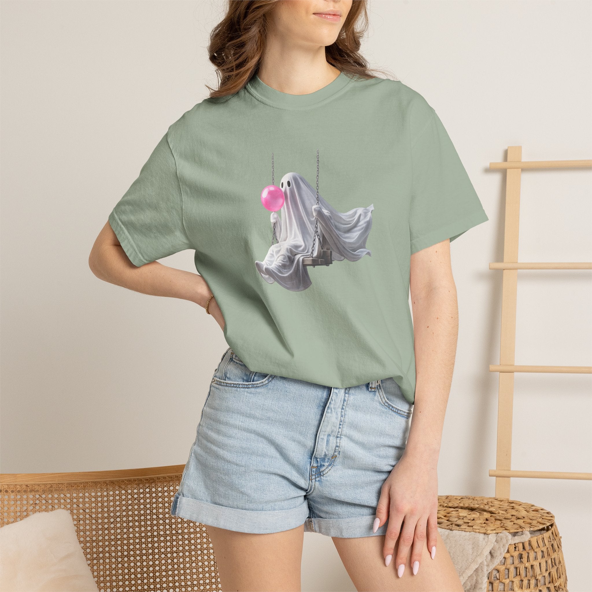Ghosts on a Swing T‑Shirt — Playful Halloween Graphic Tee