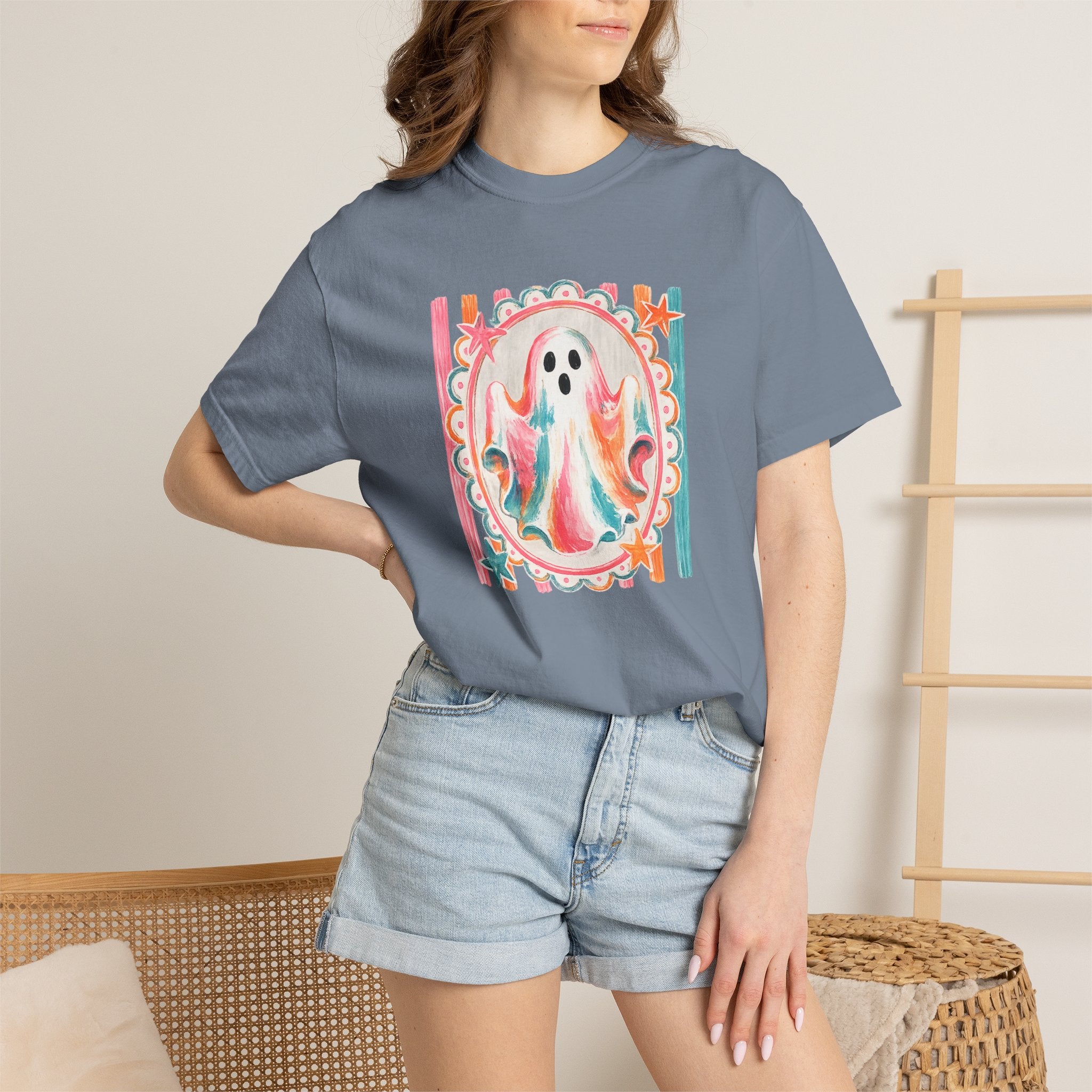 Ghost Watercolor T-Shirt — Retro Pastel Halloween Tee