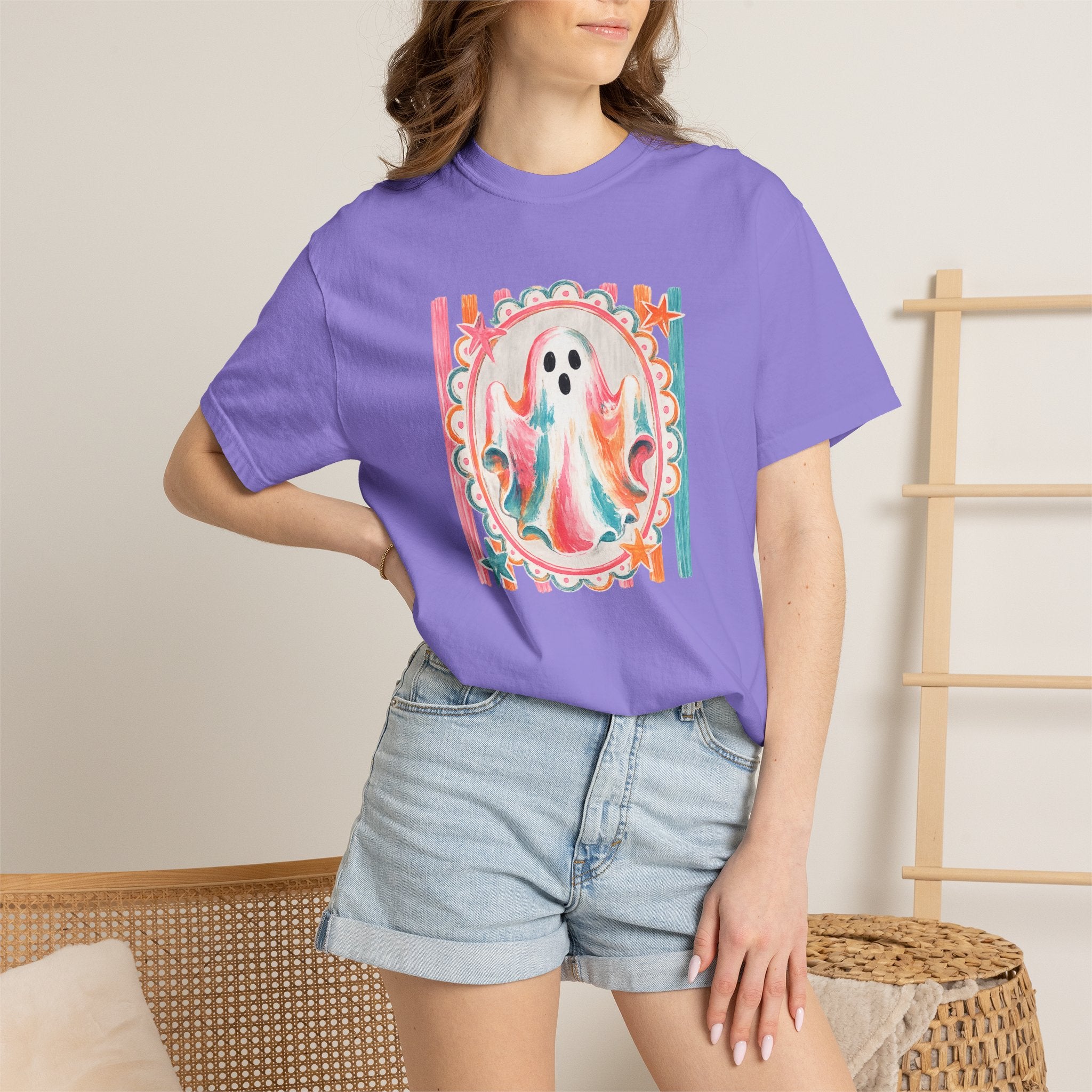 Ghost Watercolor T-Shirt — Retro Pastel Halloween Tee