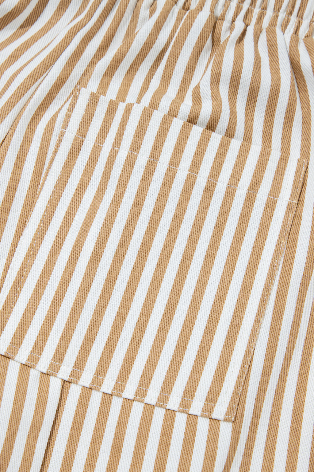 Apricot Stripe Ribbon Drawstring Waist Full-Length Shift Pant